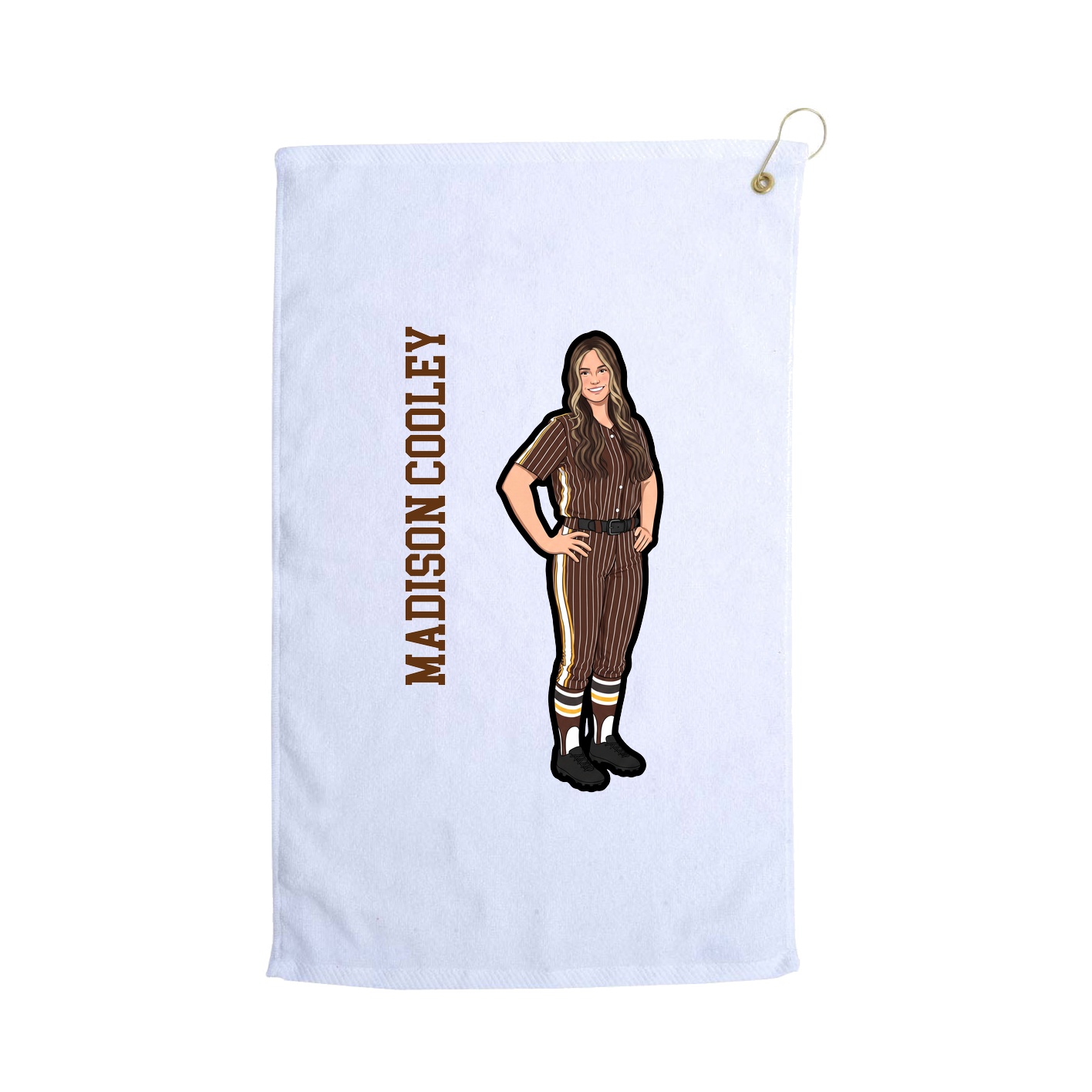 Golf Towel — Name Vertical in White