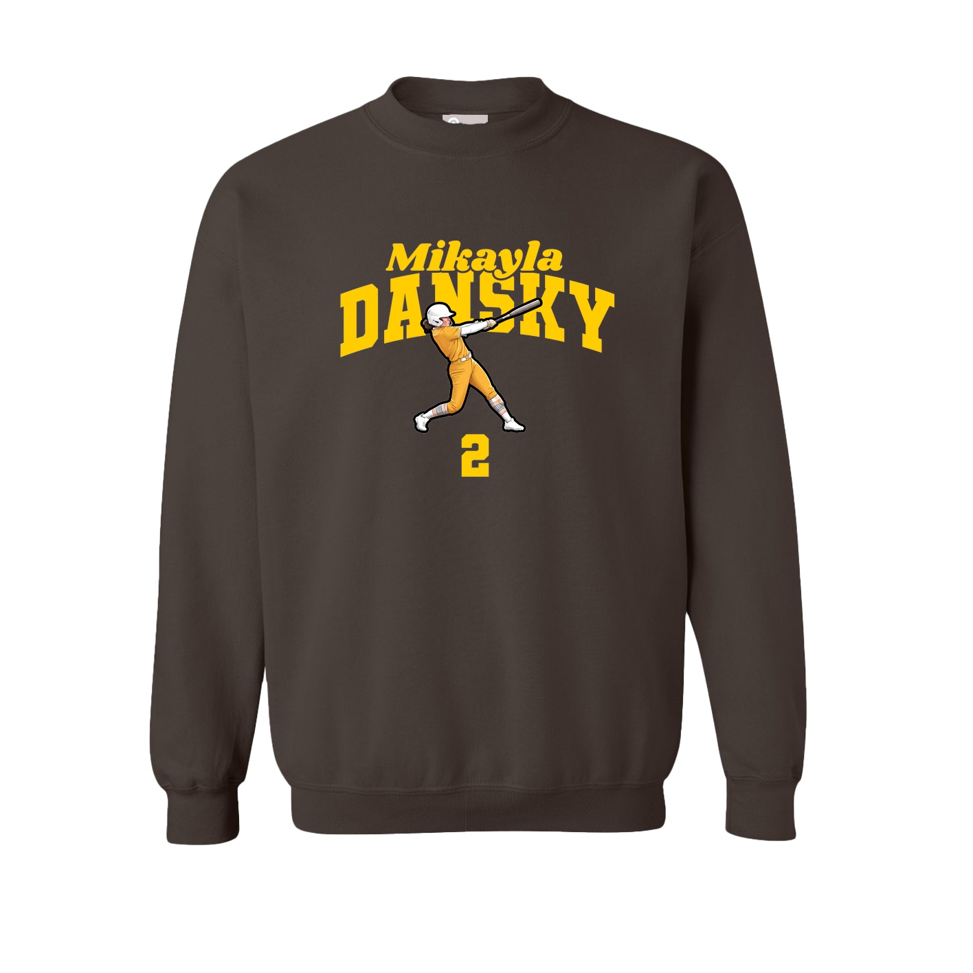Fleece Crew — Signature Arch in Brown
