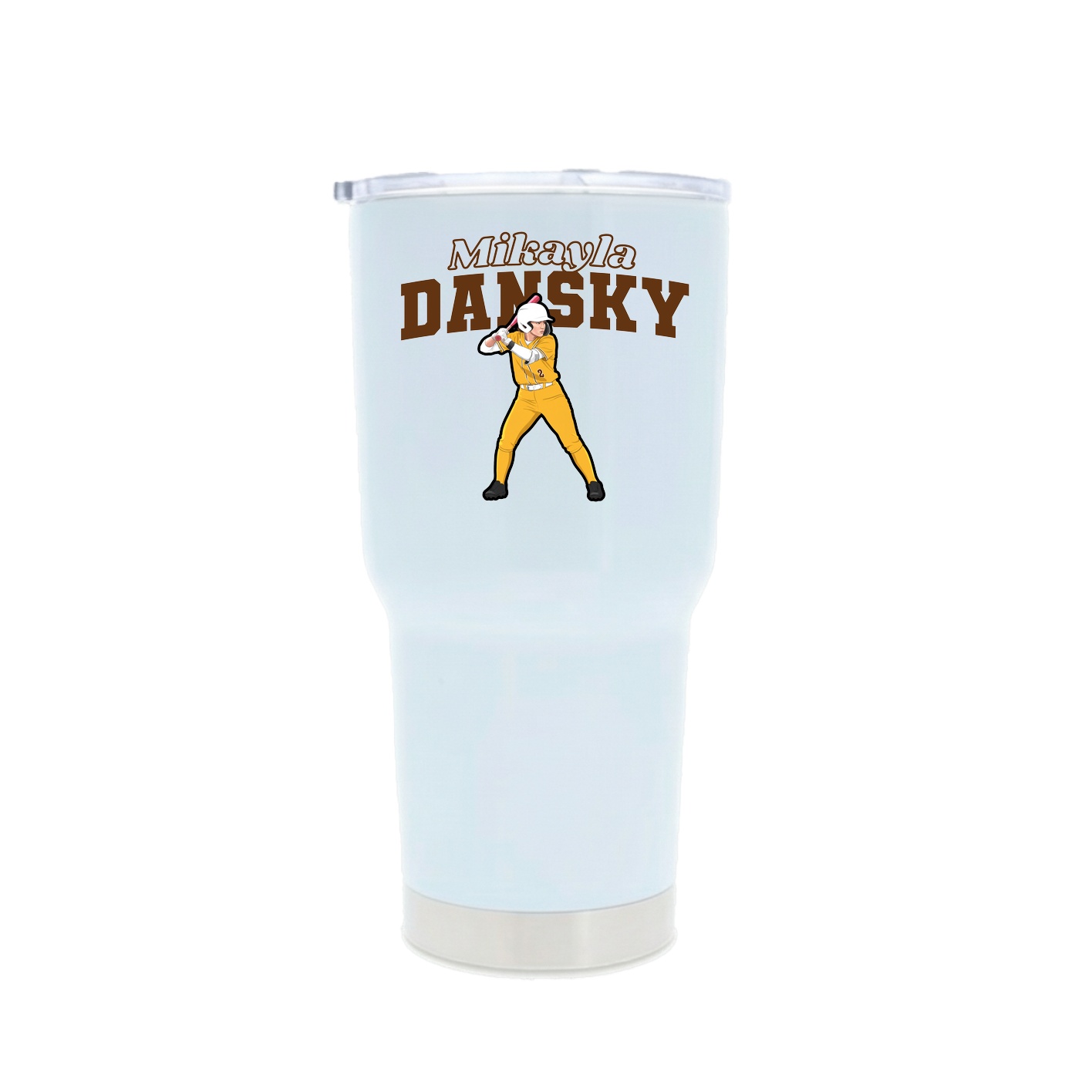 30oz Stainless Steel Tumbler — Name Arch in White