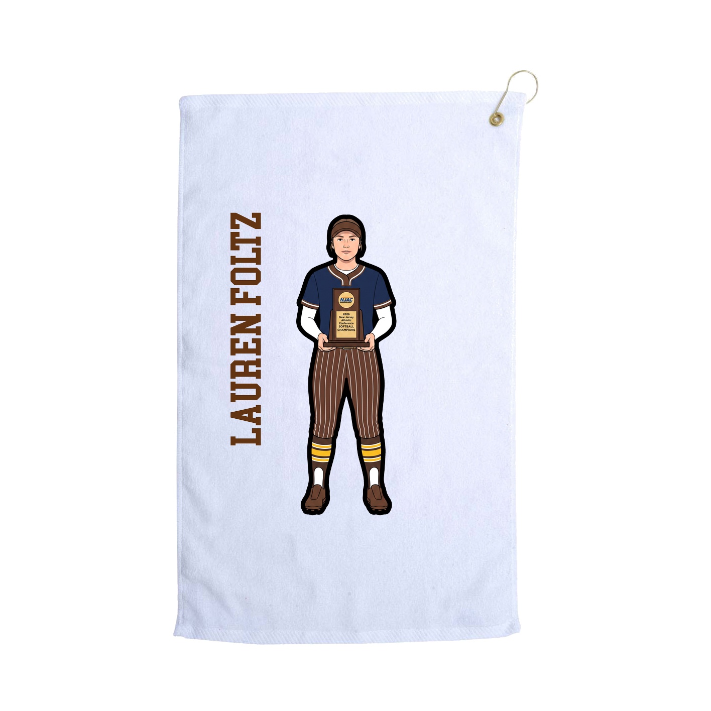 Golf Towel — Name Vertical in White