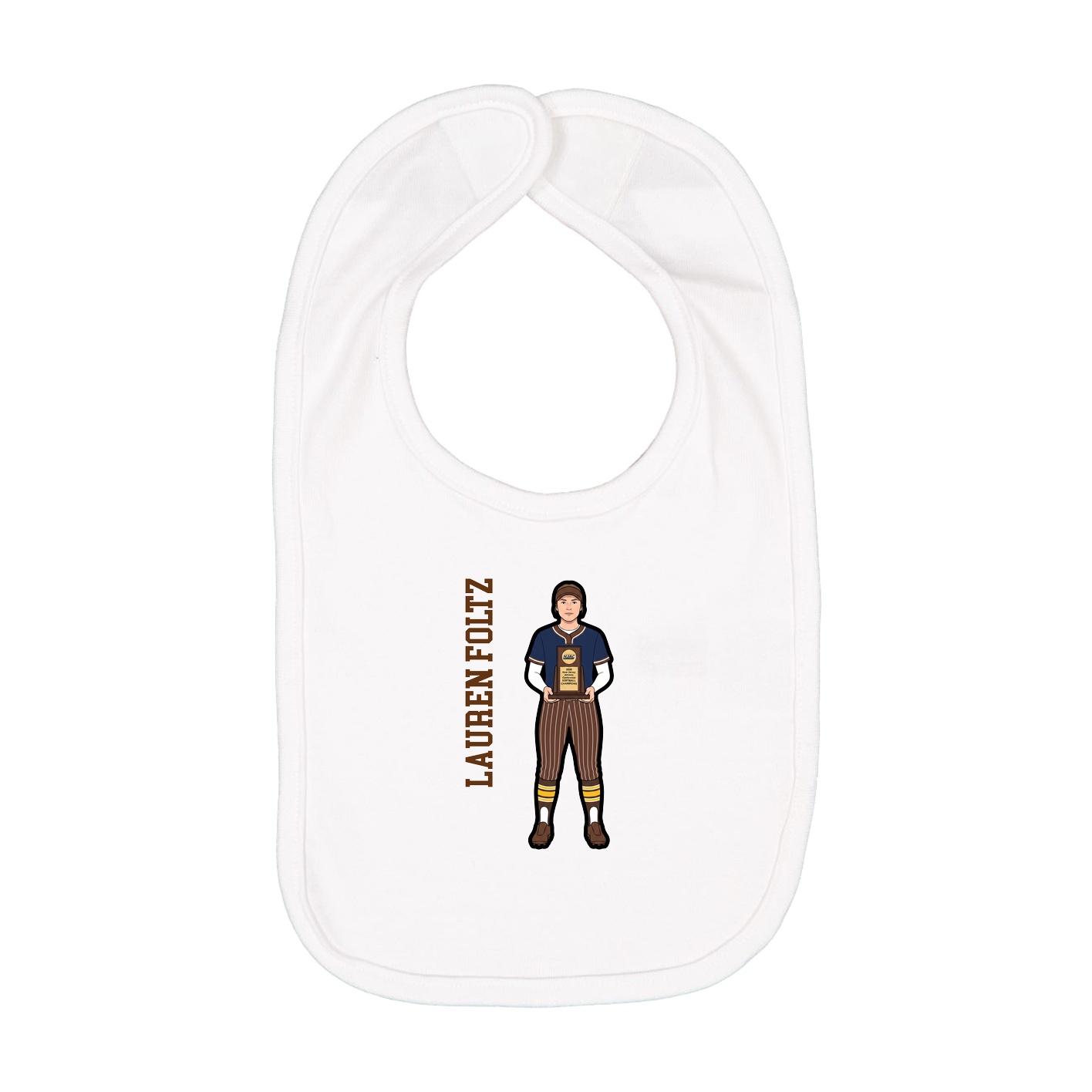 Infant Bib — Name Vertical in White