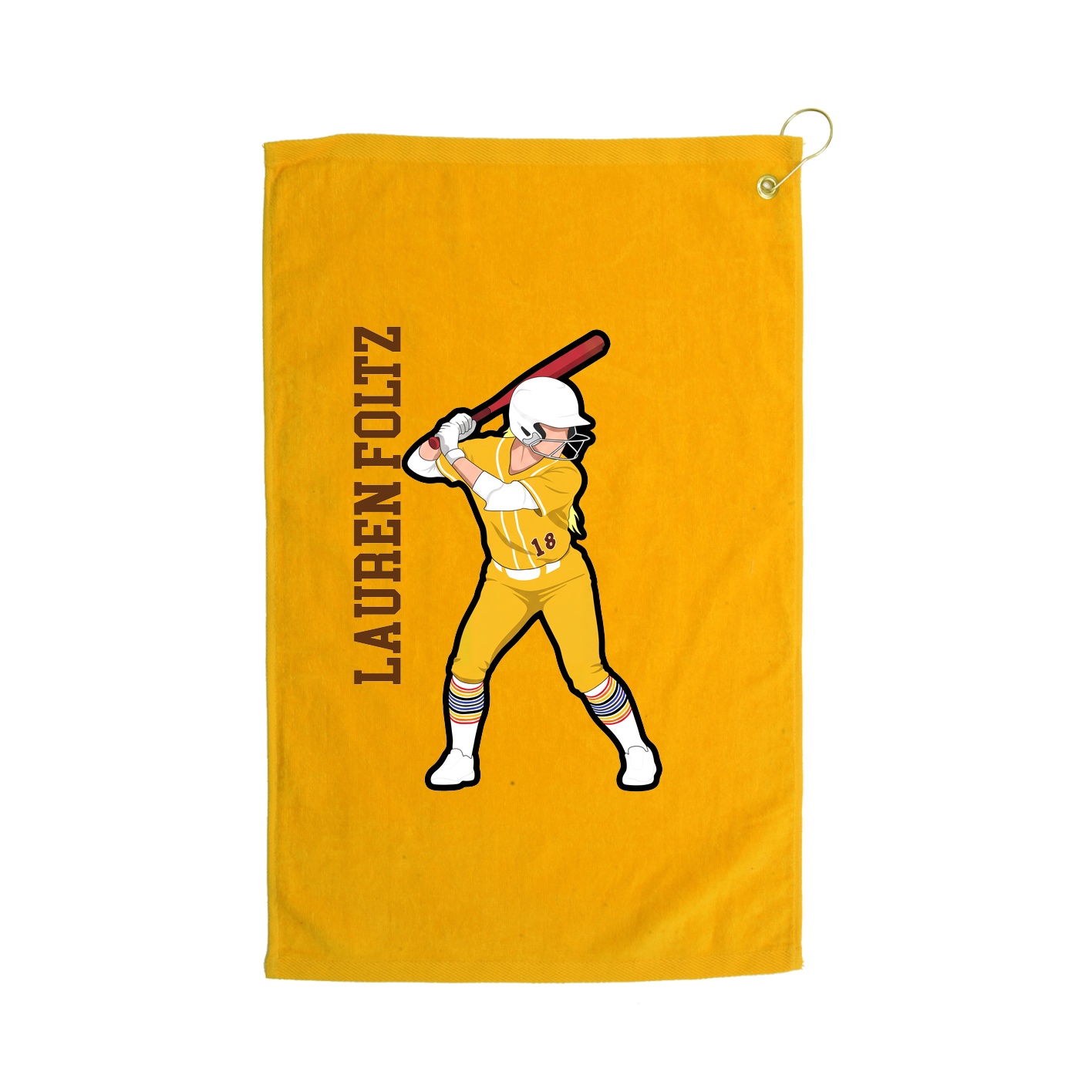 Golf Towel — Name Vertical in Gold
