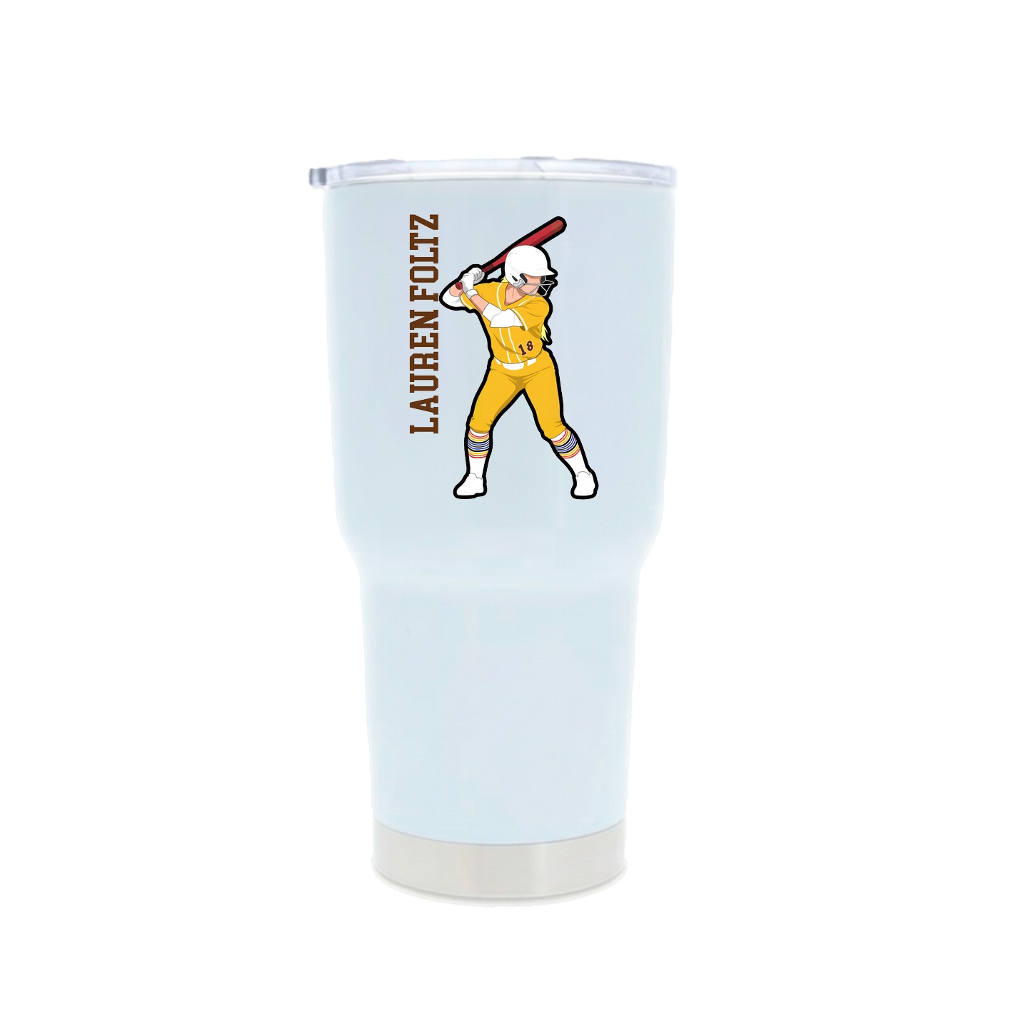 30oz Stainless Steel Tumbler — Name Vertical in White
