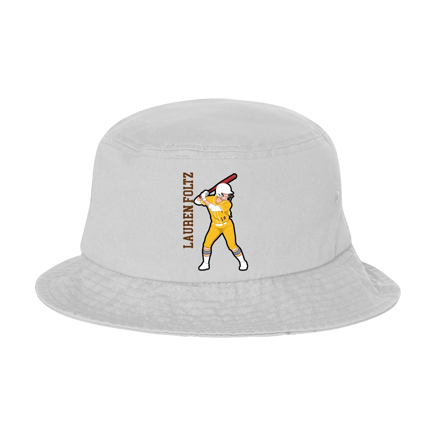 Bucket Cap — Name Vertical in White