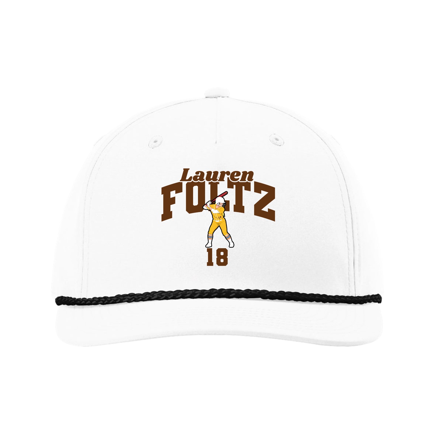 Five-Panel Classic Rope Cap — Signature Arch in White