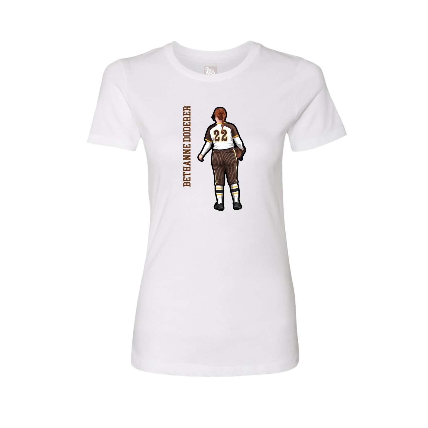 Fitted Women's Tee — Name Vertical in White