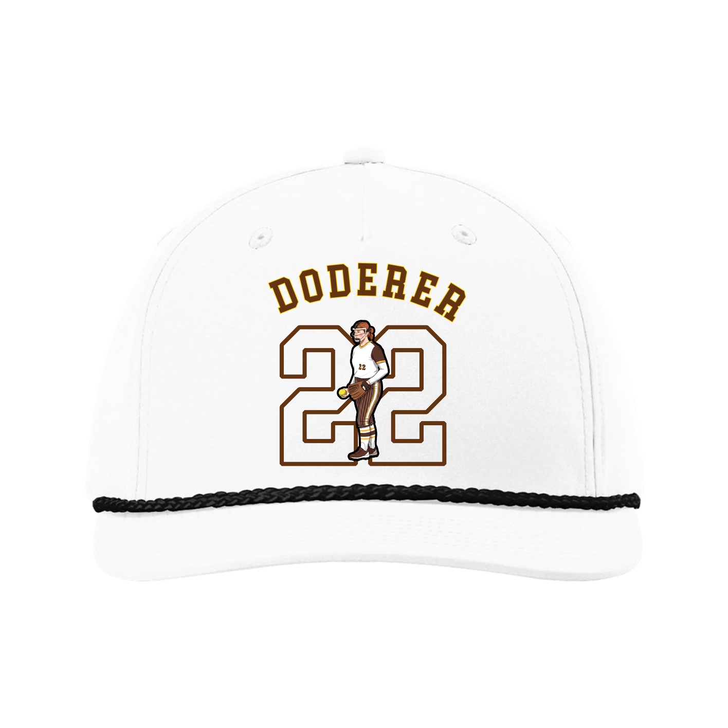 Five-Panel Classic Rope Cap — Shirsey Arch in White