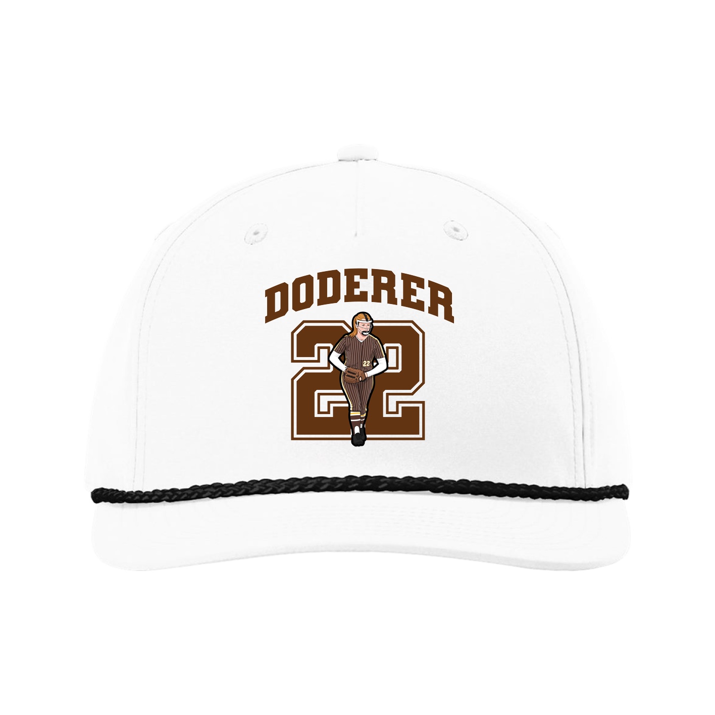 Five-Panel Classic Rope Cap — Number in White