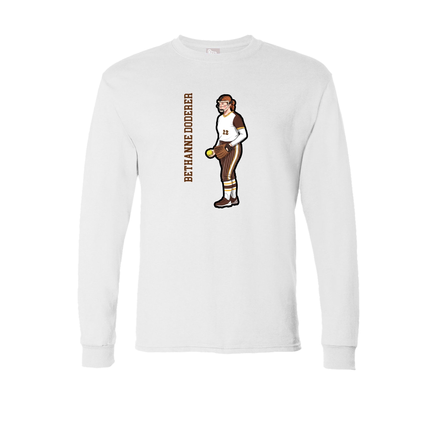 Long Sleeve Tee — Name Vertical in White