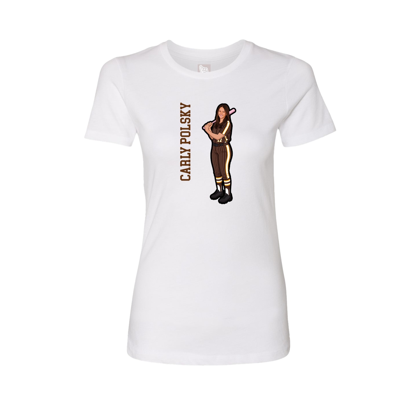 Fitted Women's Tee — Name Vertical in White