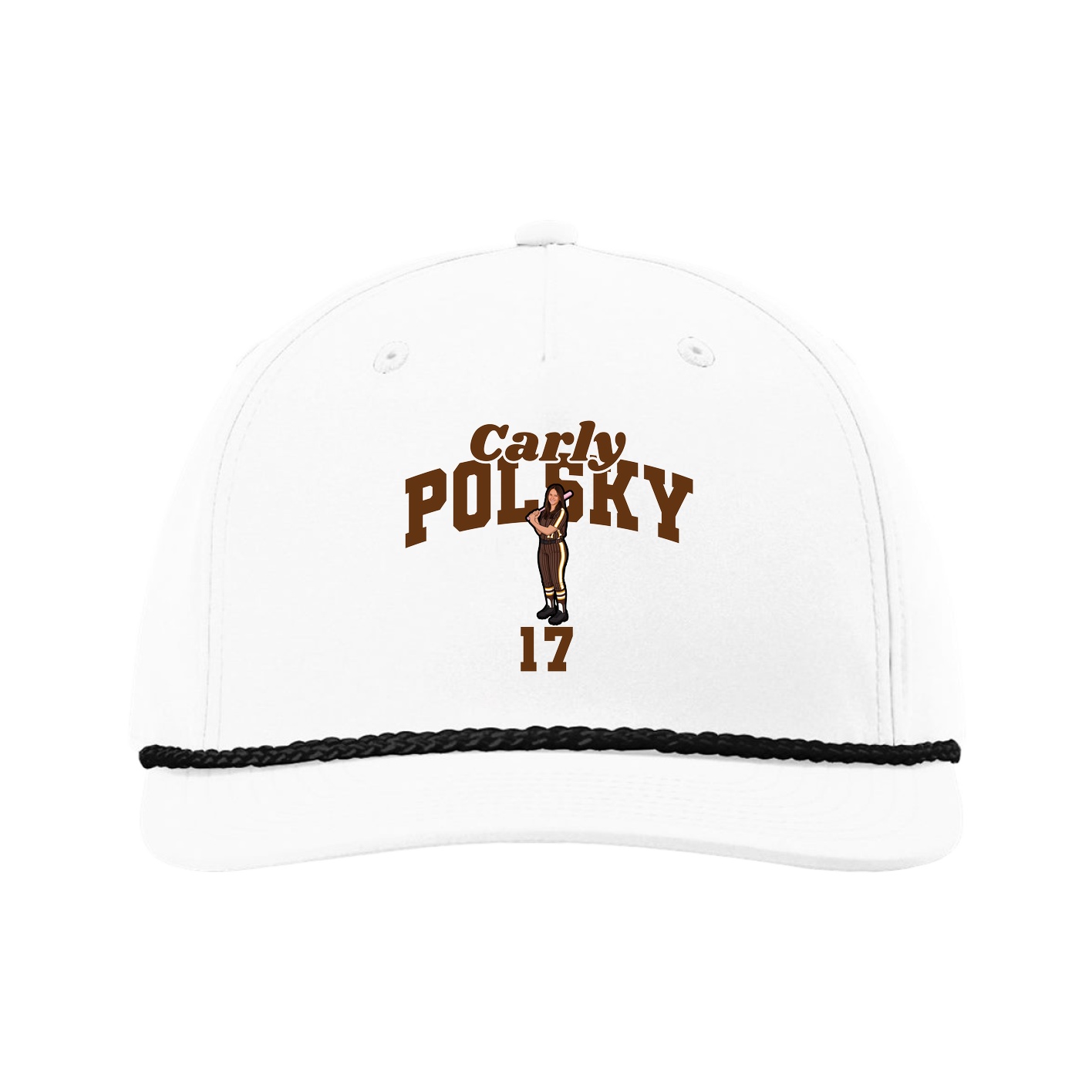 Five-Panel Classic Rope Cap — Signature Arch in White