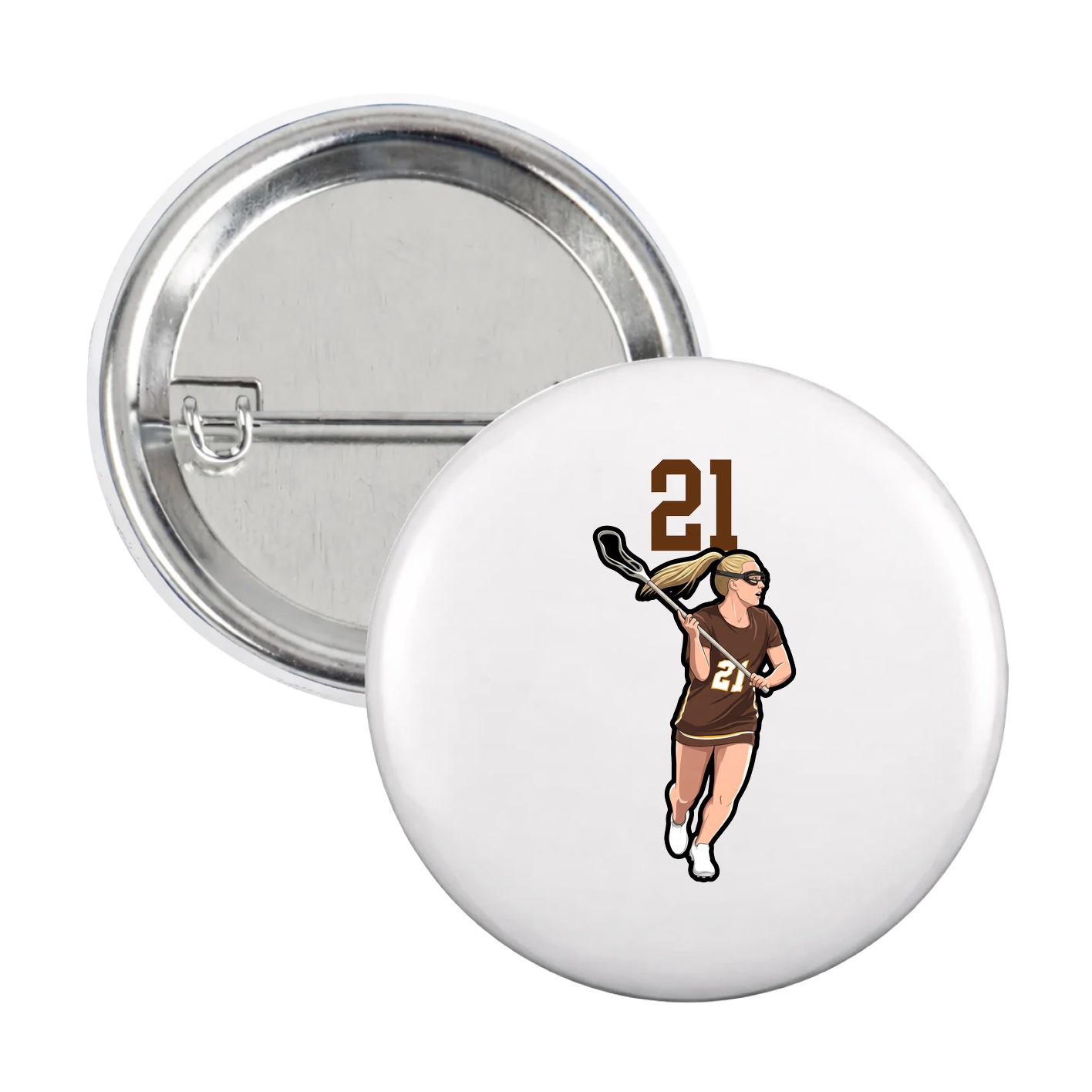 Game Day Button — Number Top in White