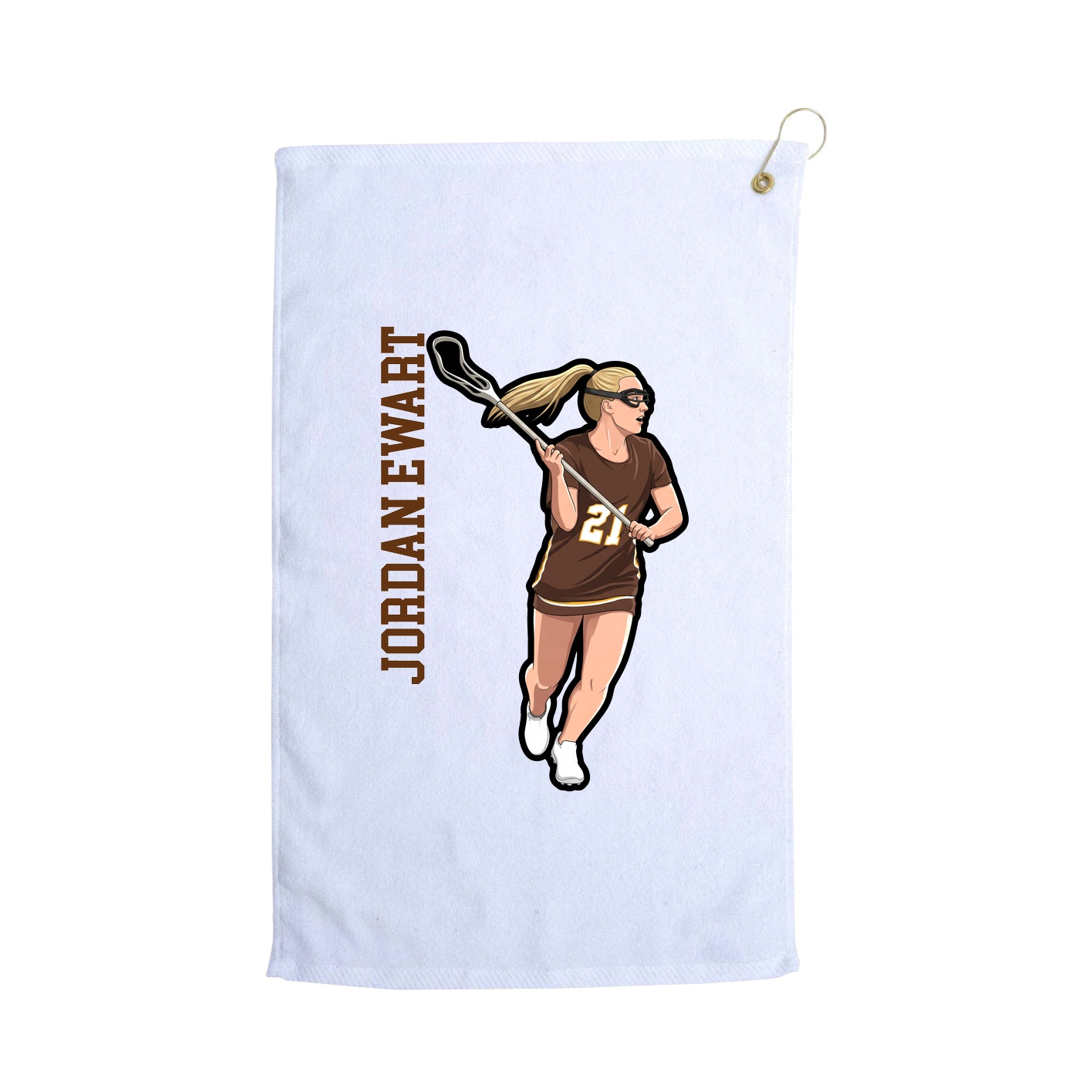 Golf Towel — Name Vertical in White