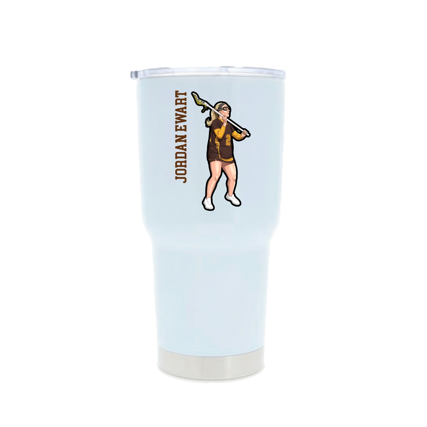 30oz Stainless Steel Tumbler — Name Vertical in White