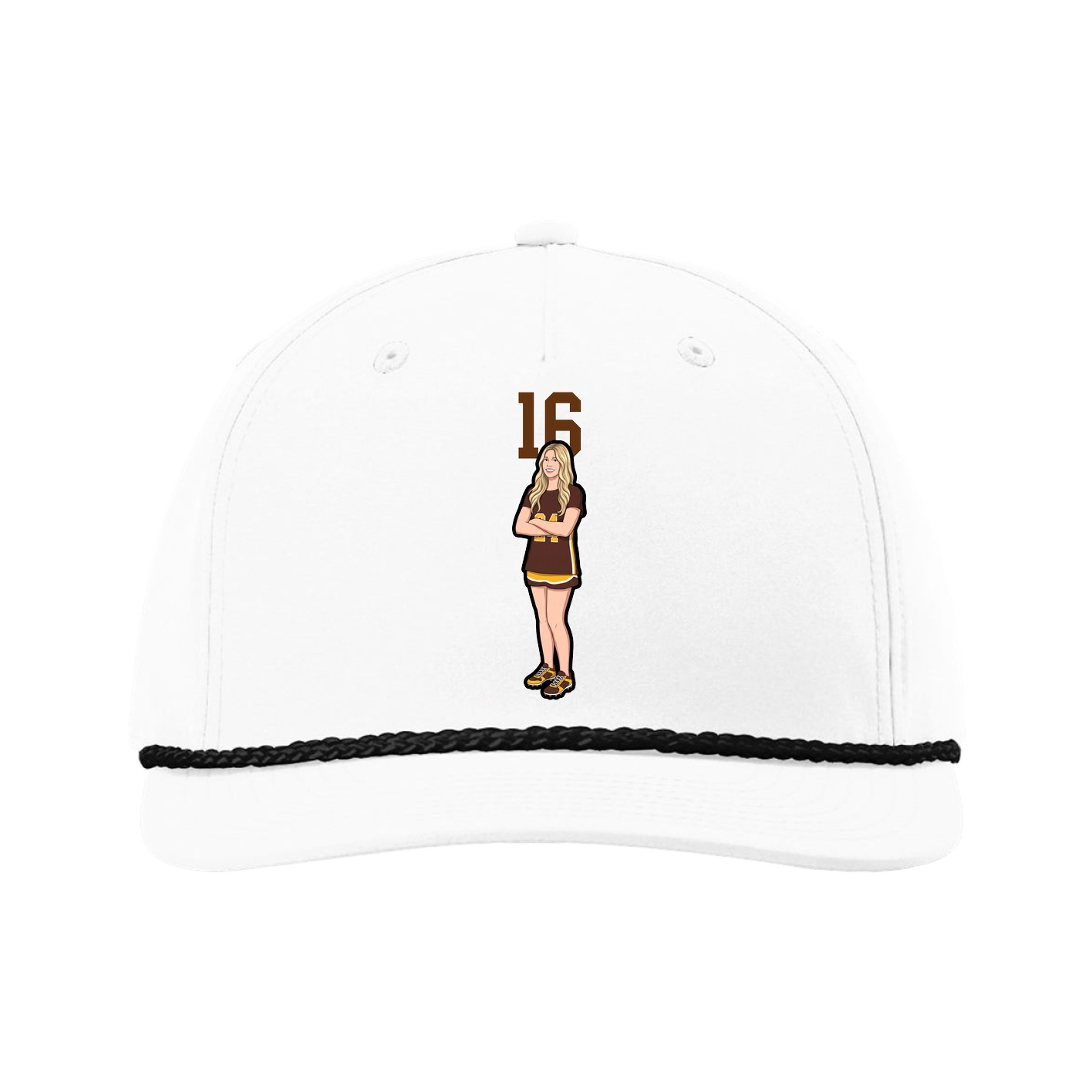 Five-Panel Classic Rope Cap — Number Top in White