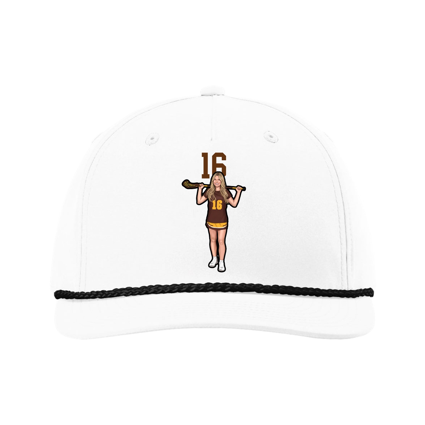 Five-Panel Classic Rope Cap — Number Top in White