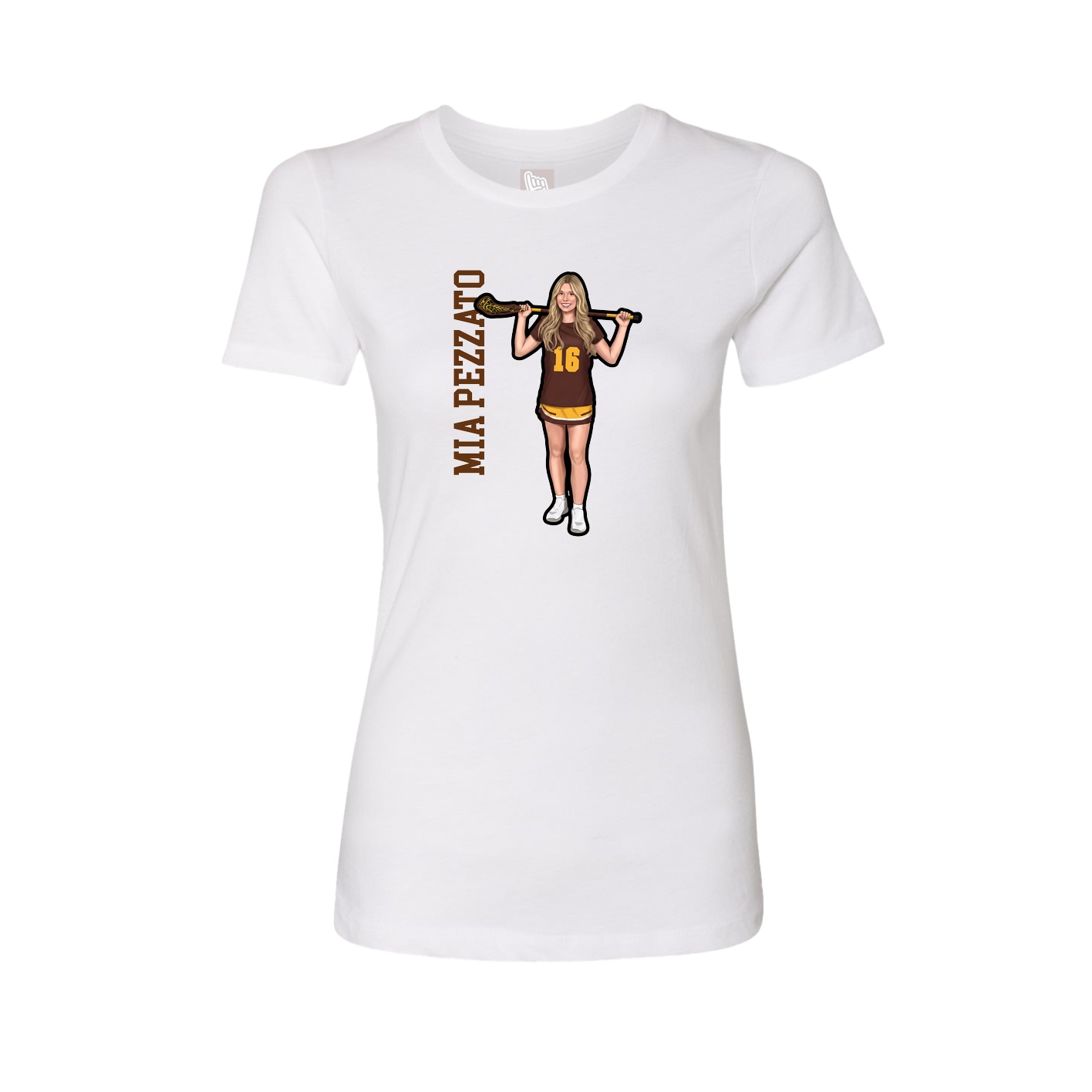 Womens Tee — Name Vertical in White