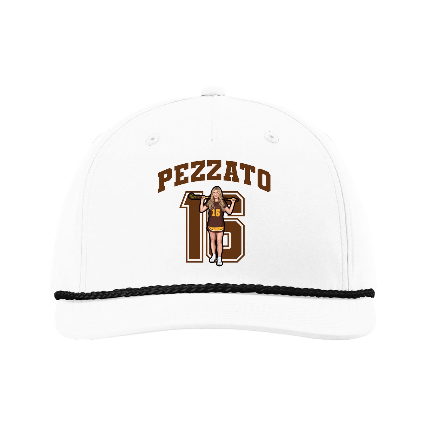 Five-Panel Classic Rope Cap — Number in White