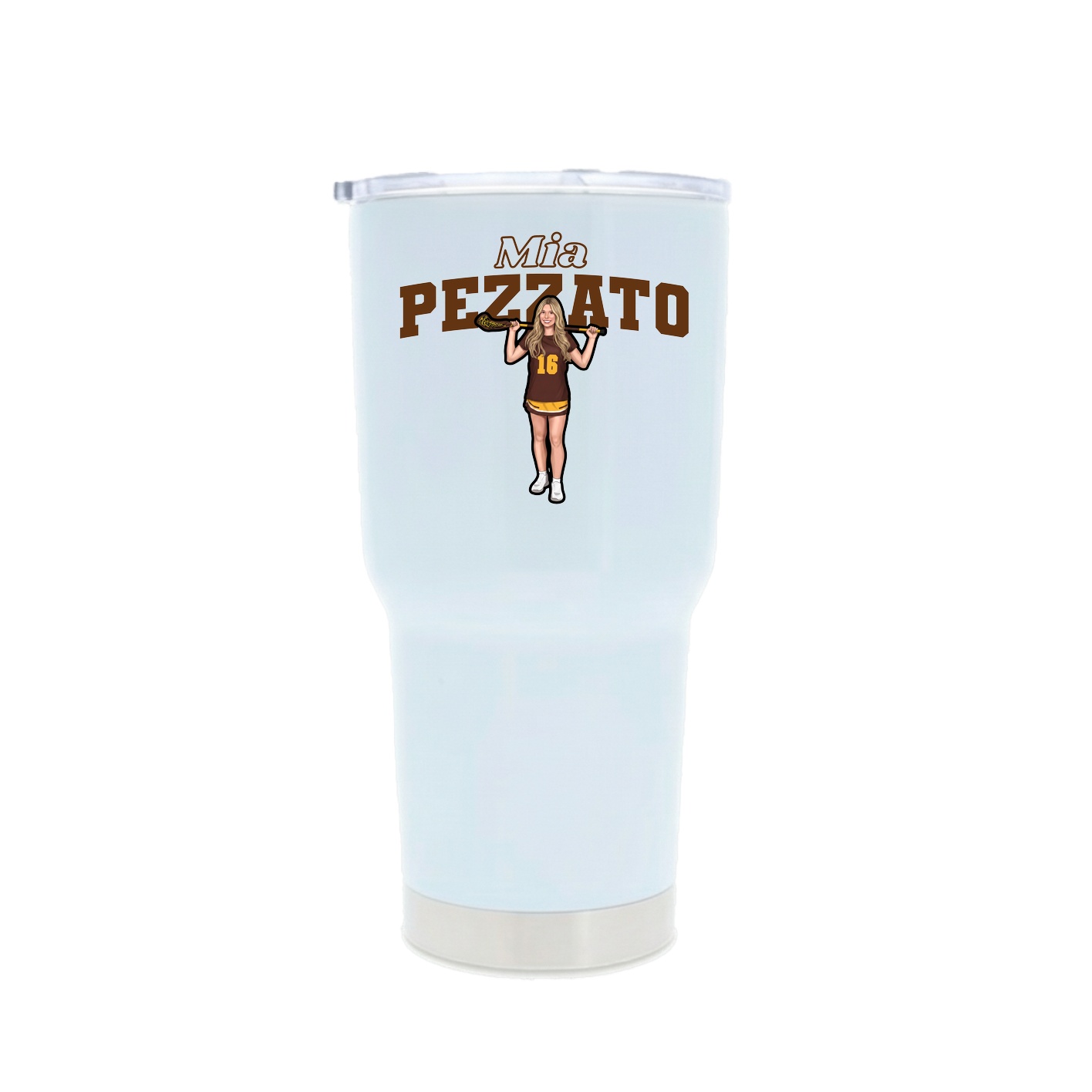 30oz Stainless Steel Tumbler — Name Arch in White