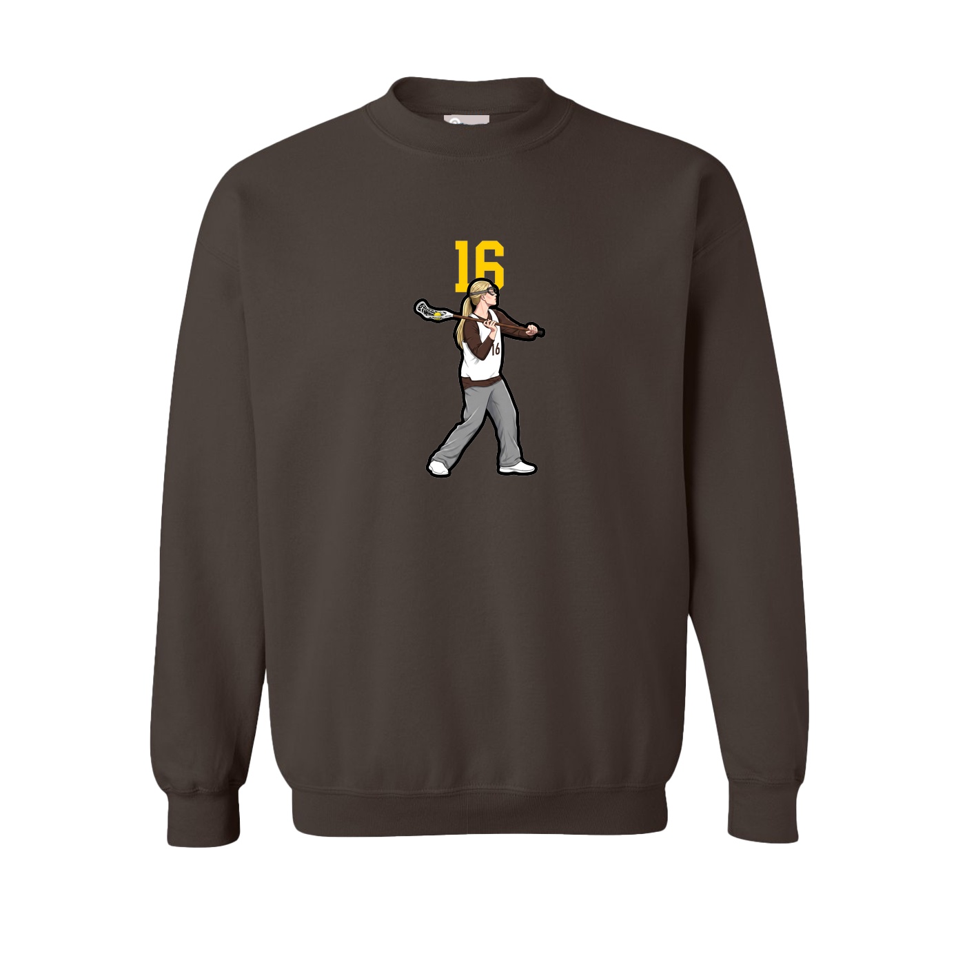 Fleece Crew — Number Top in Brown