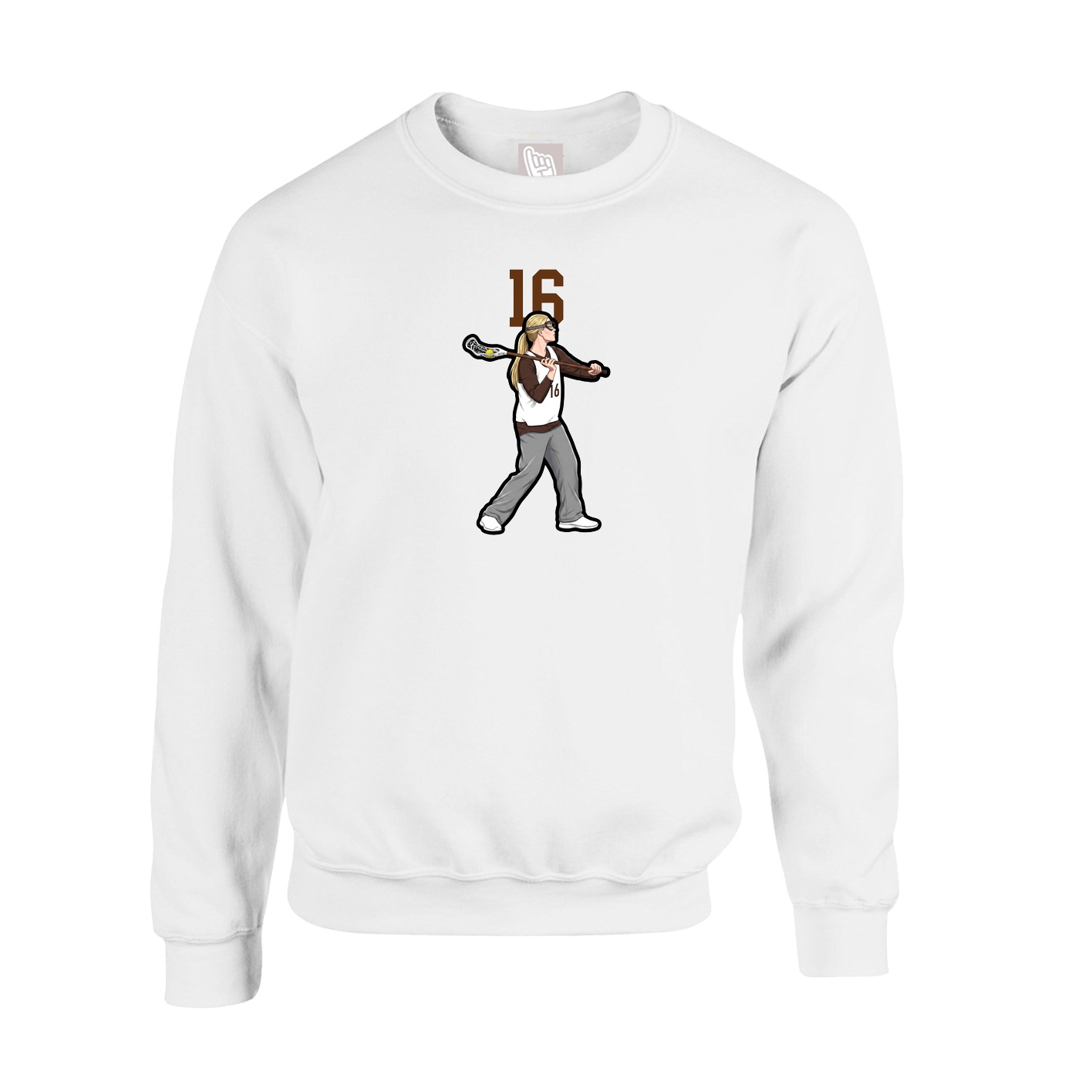 Fleece Crew — Number Top in White