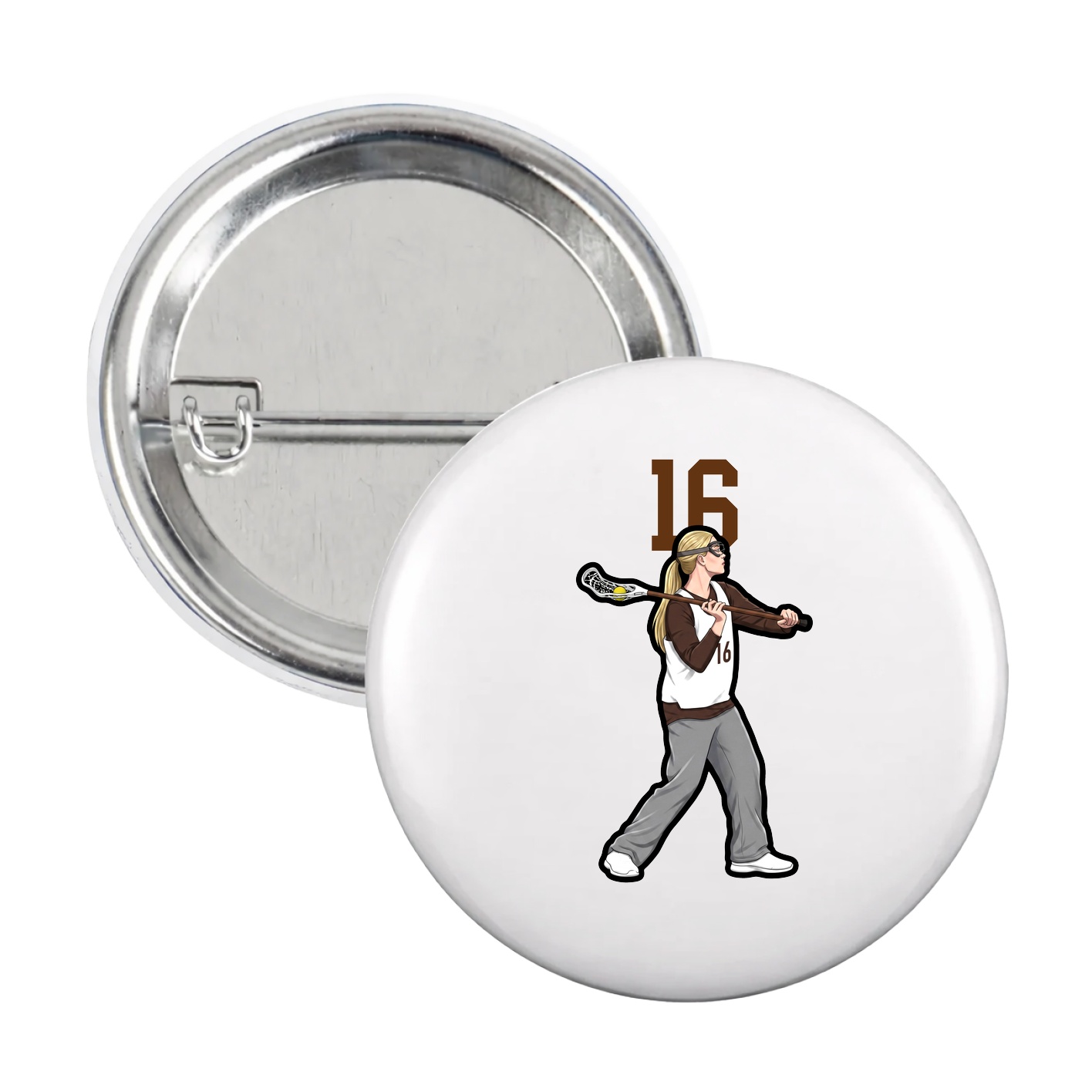 Game Day Button — Number Top in White