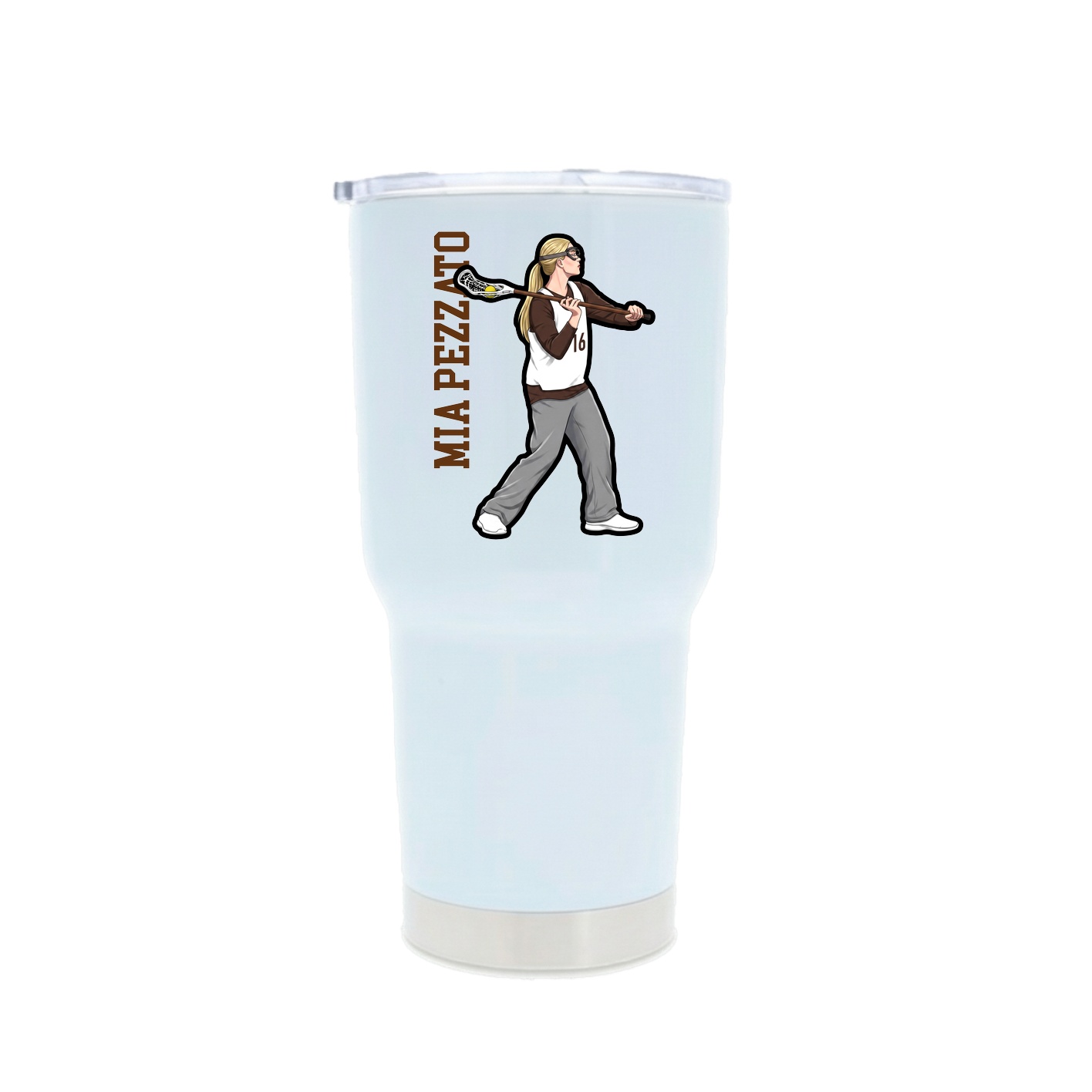 30oz Stainless Steel Tumbler — Name Vertical in White