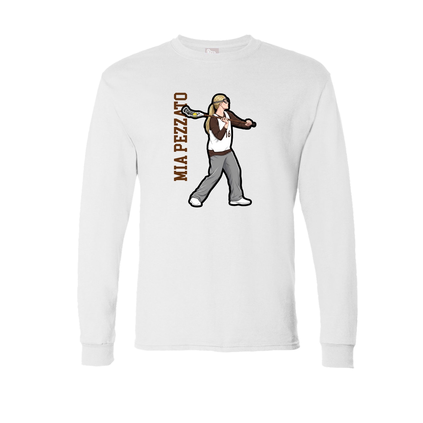 Long Sleeve Tee — Name Vertical in White