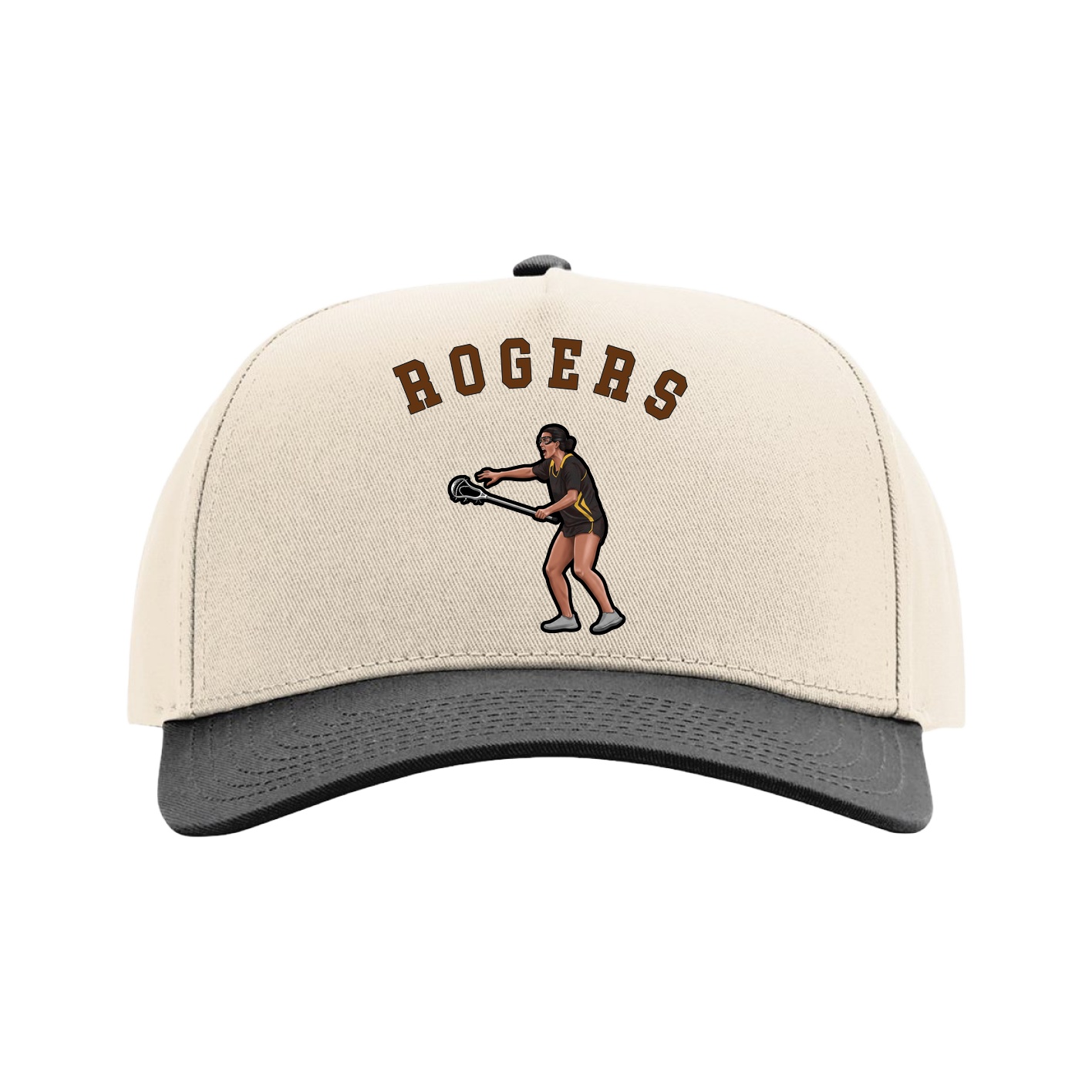 Full Fabric Five-Panel Champ Cap — Shirsey Arch in Cream/Black