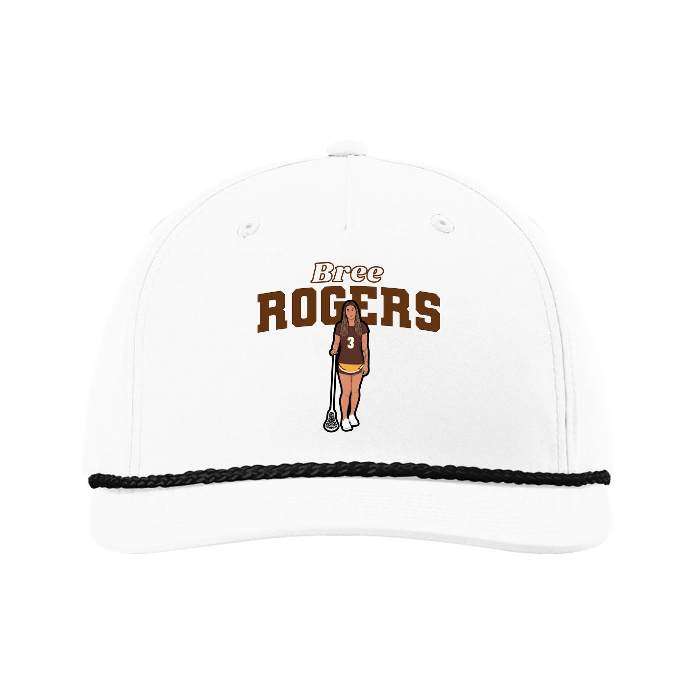 Five-Panel Classic Rope Cap — Name Arch in White