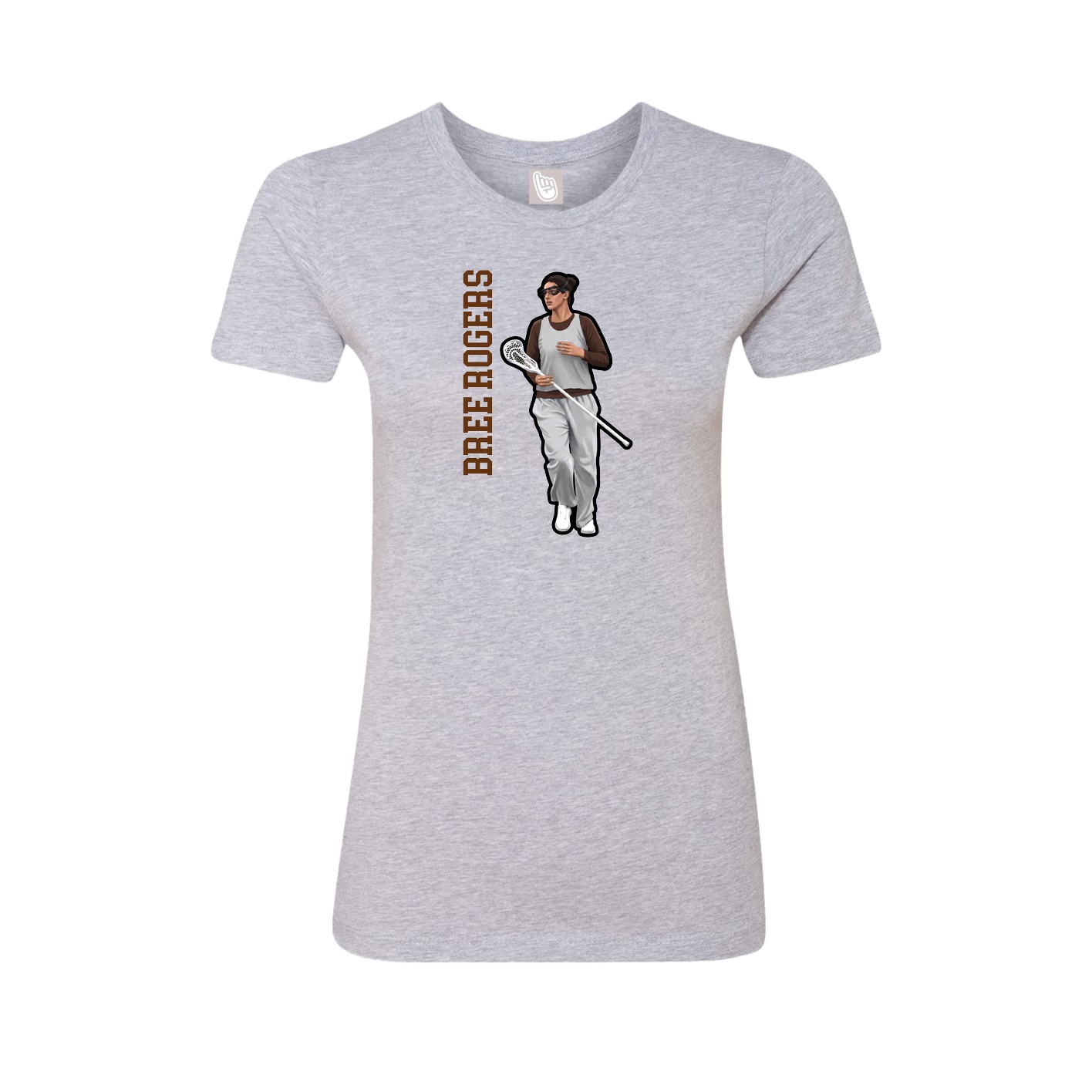 Fitted Women's Tee — Name Vertical in Grey