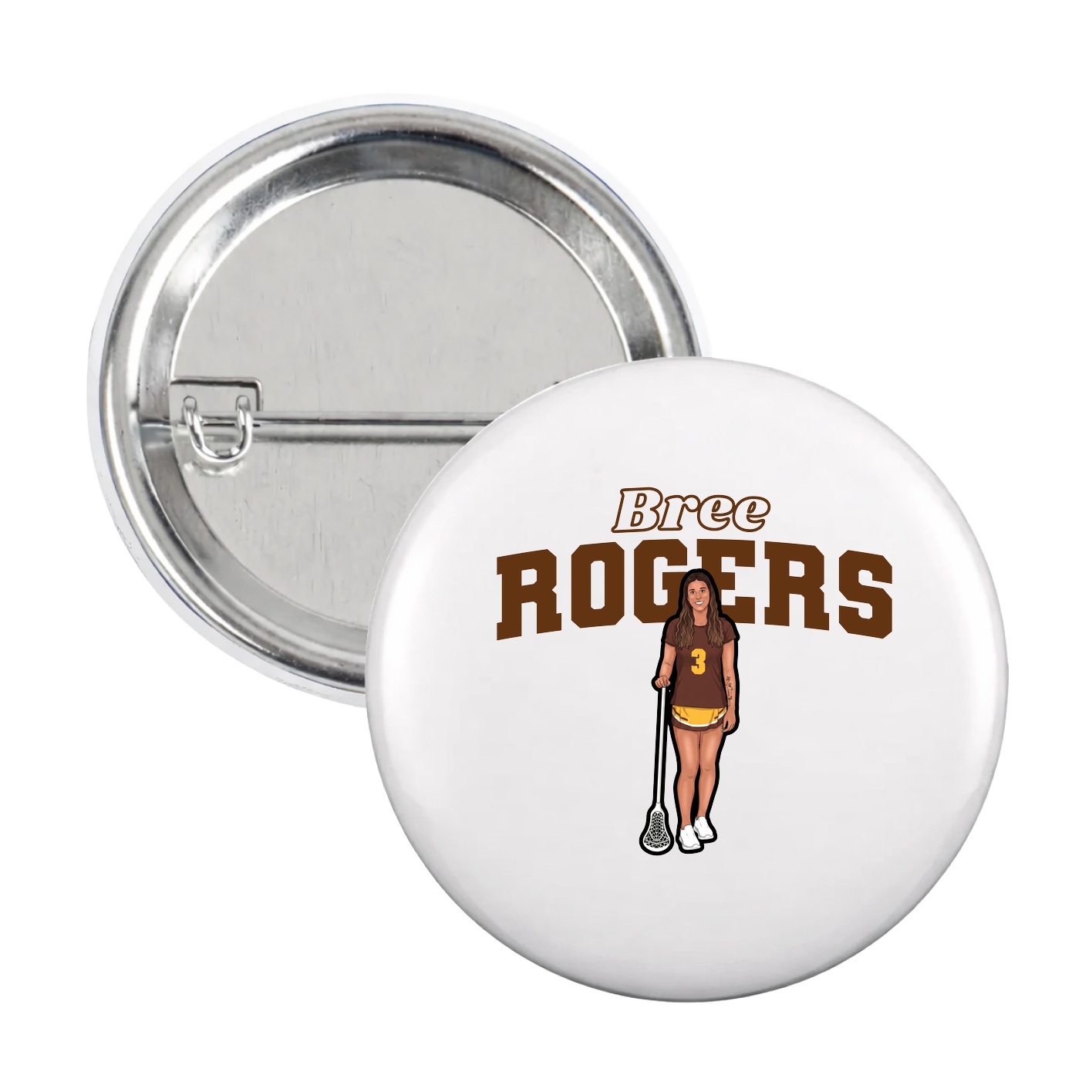 Game Day Button — Name Arch in White