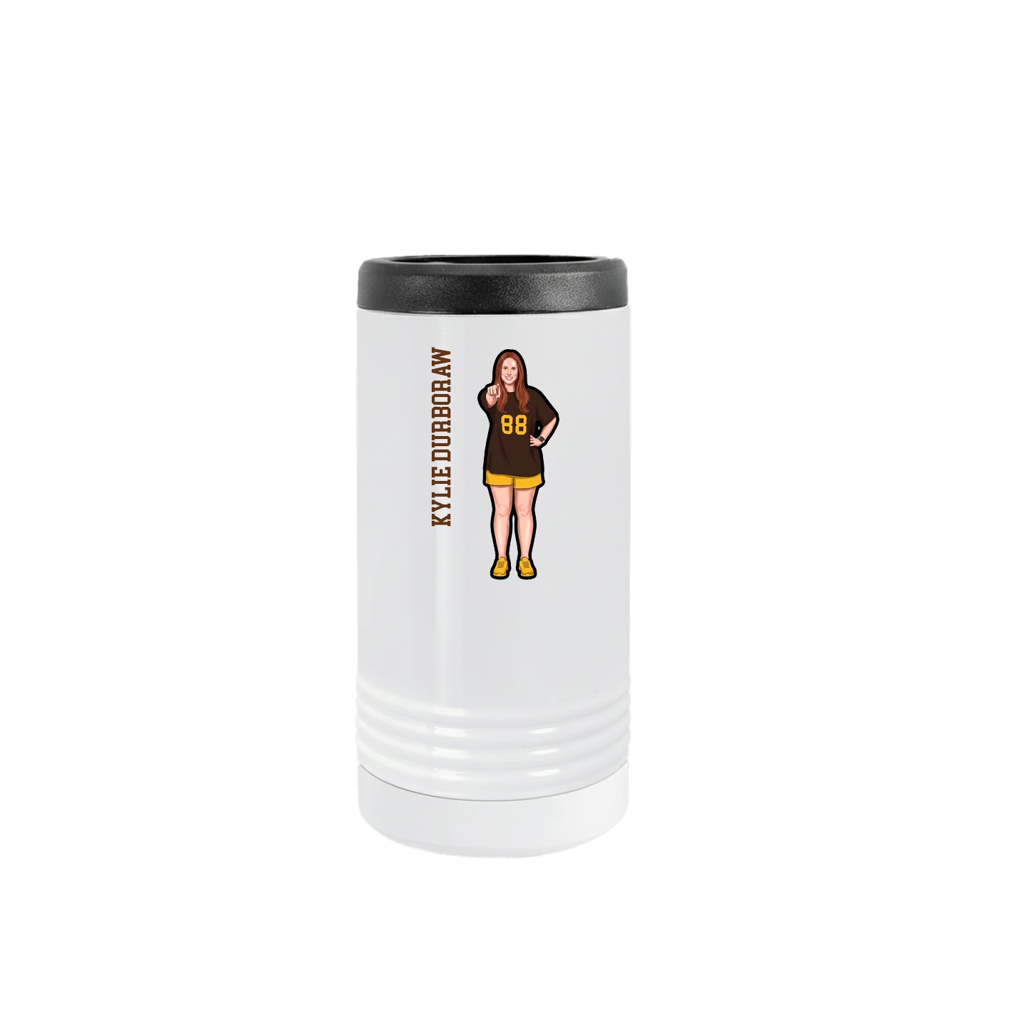 Slim Beverage Holder — Name Vertical in White
