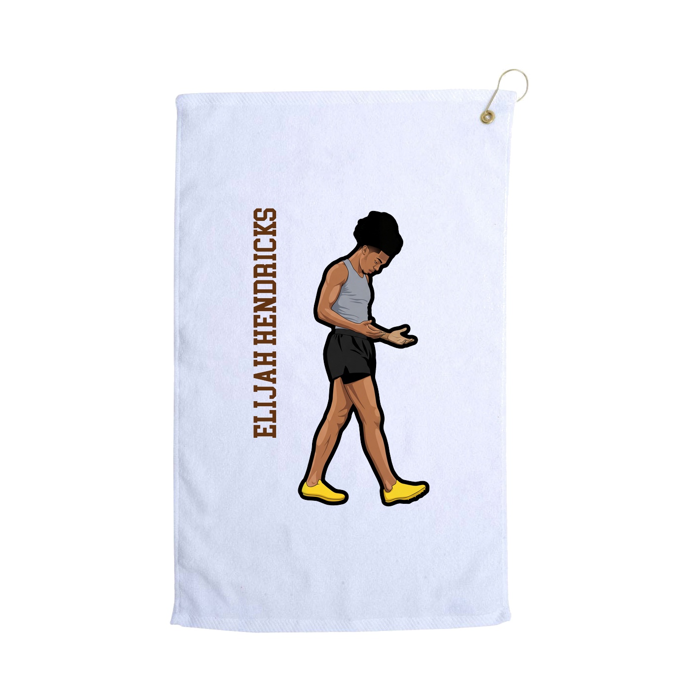 Golf Towel — Name Vertical in White
