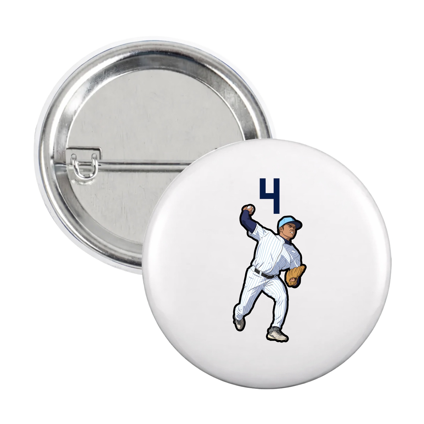 Game Day Button — Number Top in White