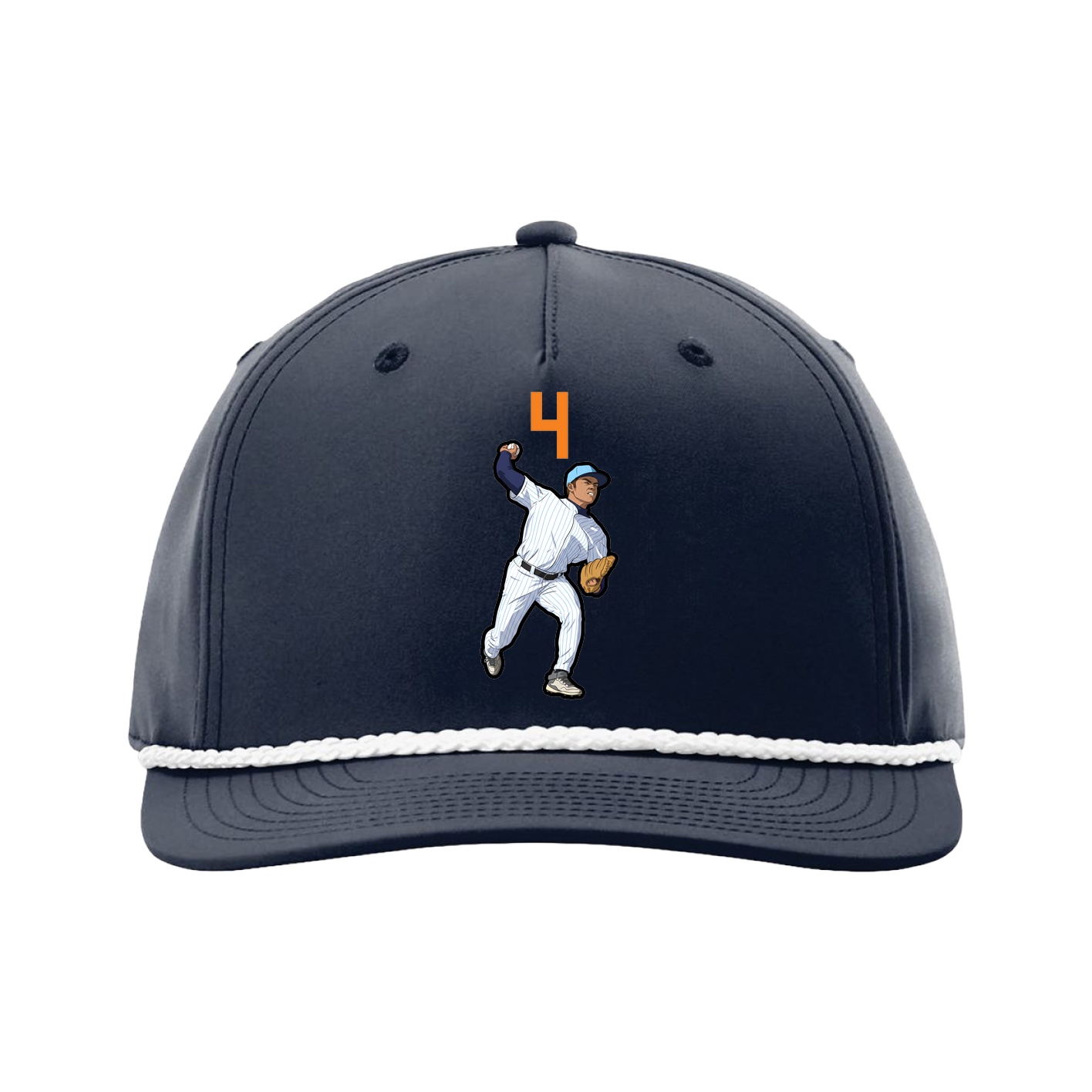 Five-Panel Classic Rope Cap — Number Top in Navy