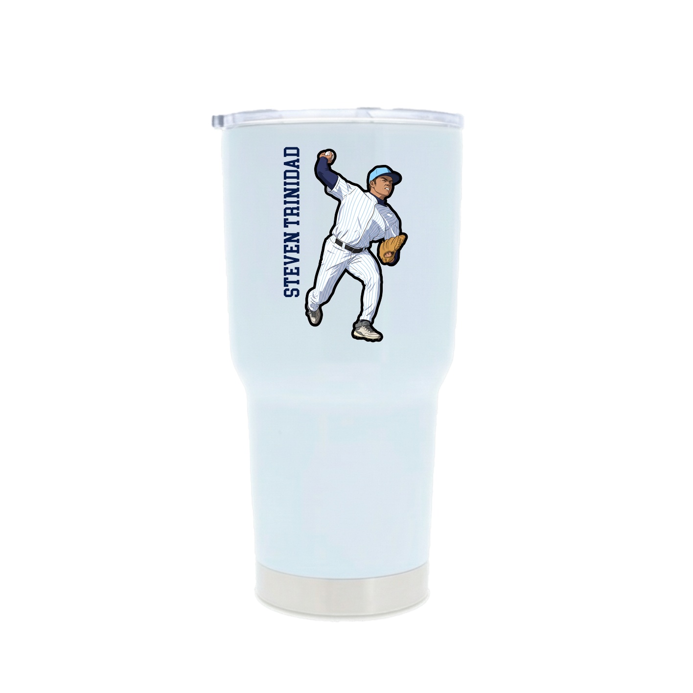 30oz Stainless Steel Tumbler — Name Vertical in White