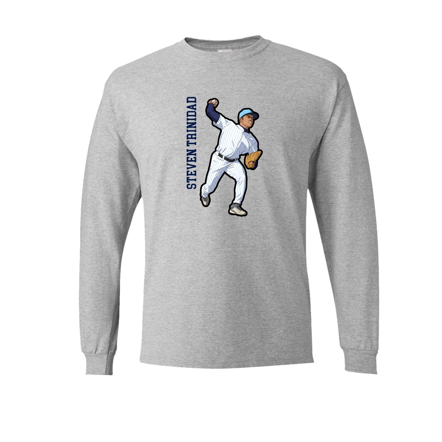 Long Sleeve Tee — Name Vertical in Grey