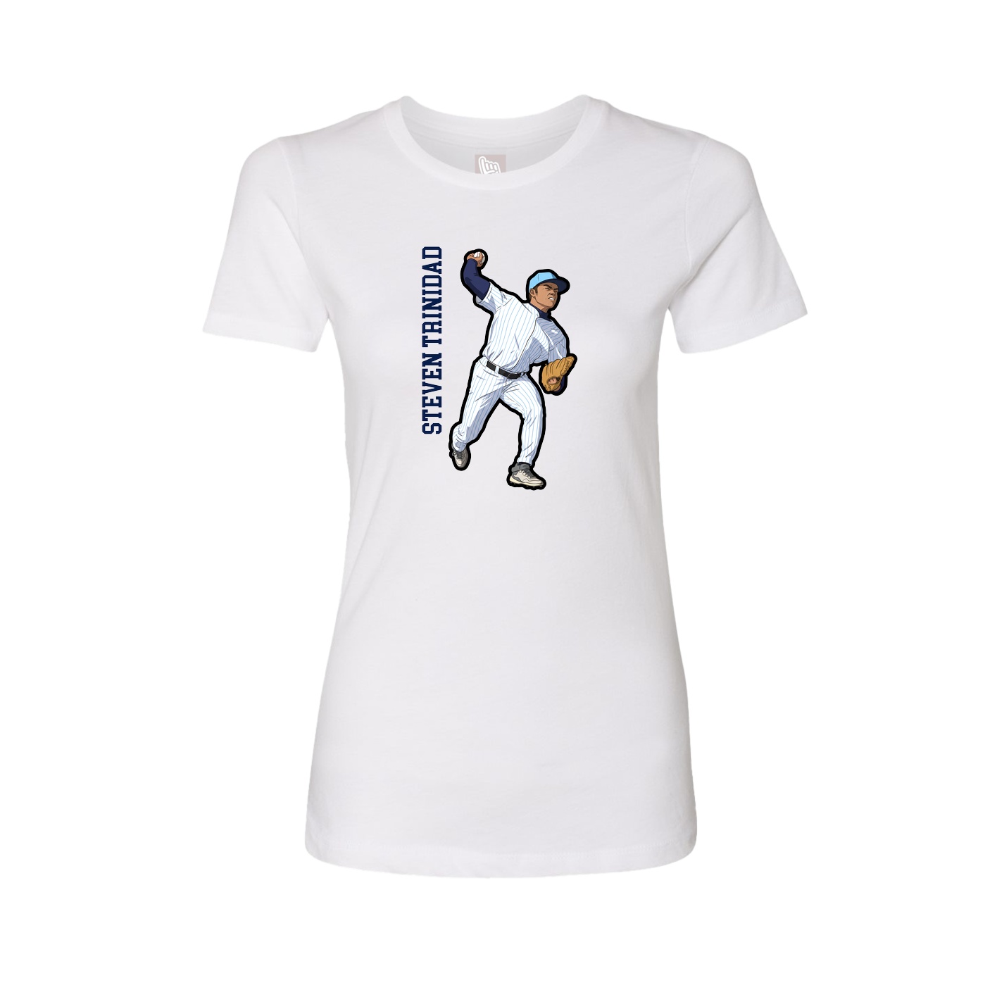 Fitted Women's Tee — Name Vertical in White