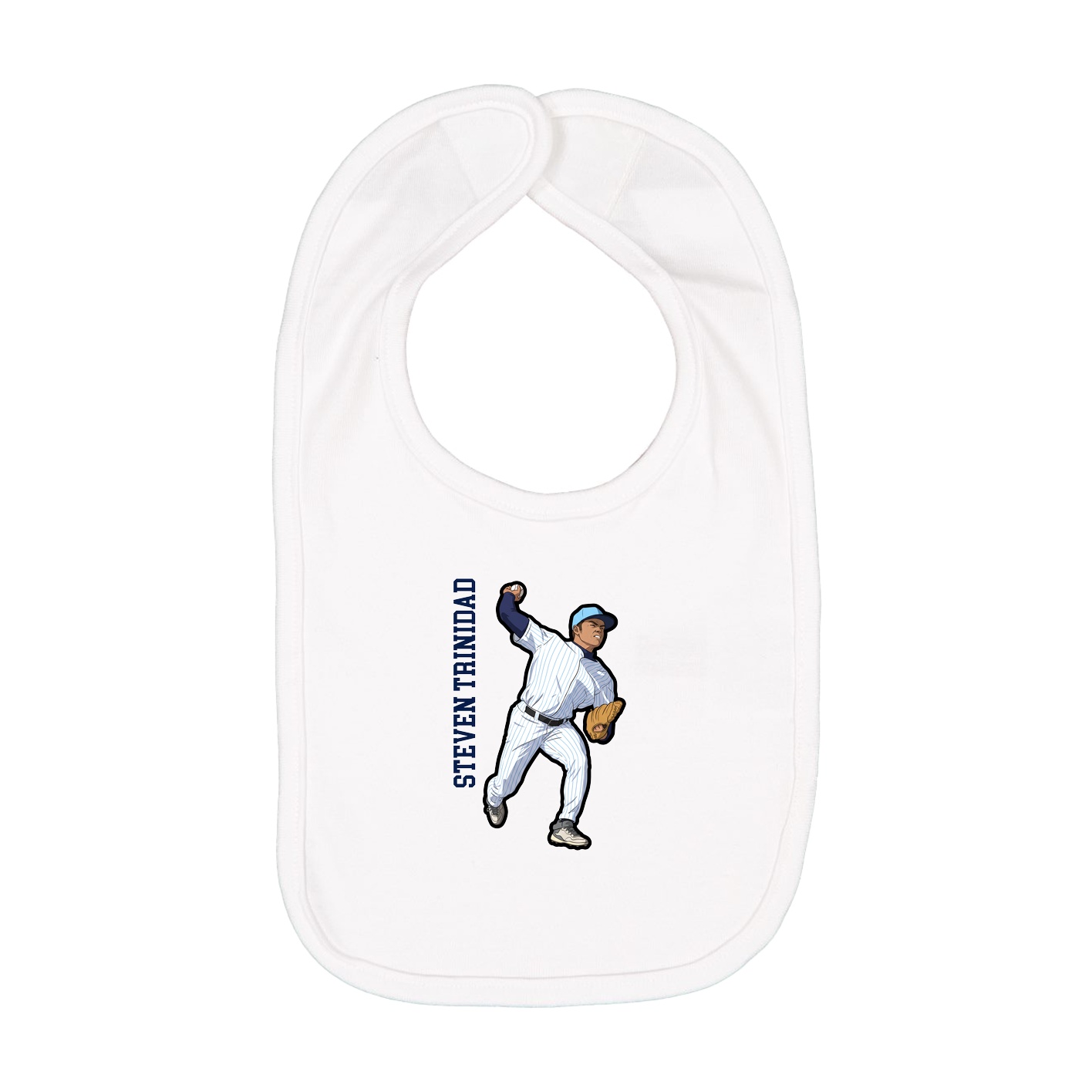 Infant Bib — Name Vertical in White