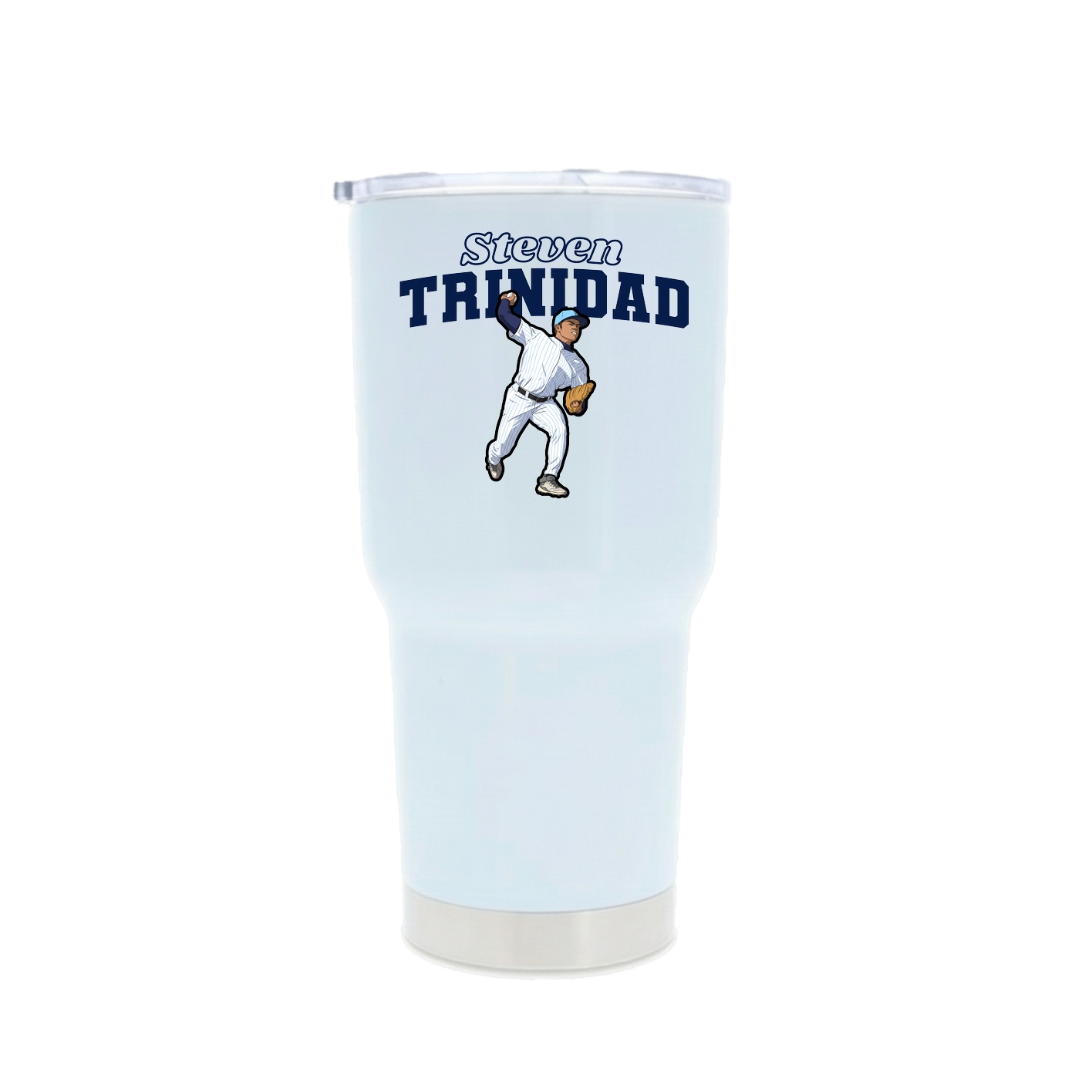 30oz Stainless Steel Tumbler — Name Arch in White