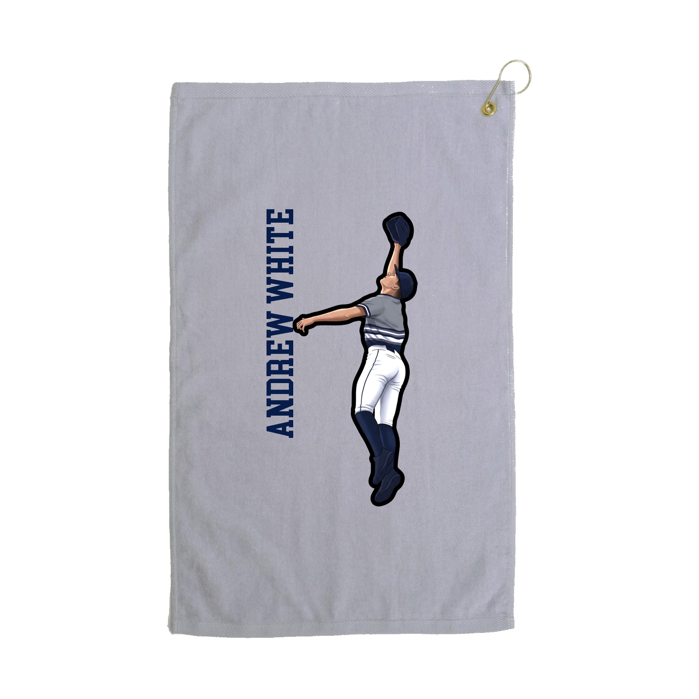 Golf Towel — Name Vertical in Grey