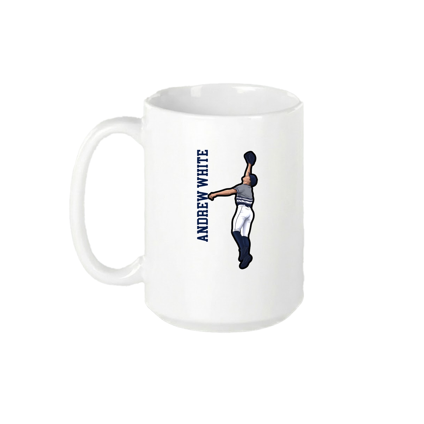15oz Coffee Mug — Name Vertical in White
