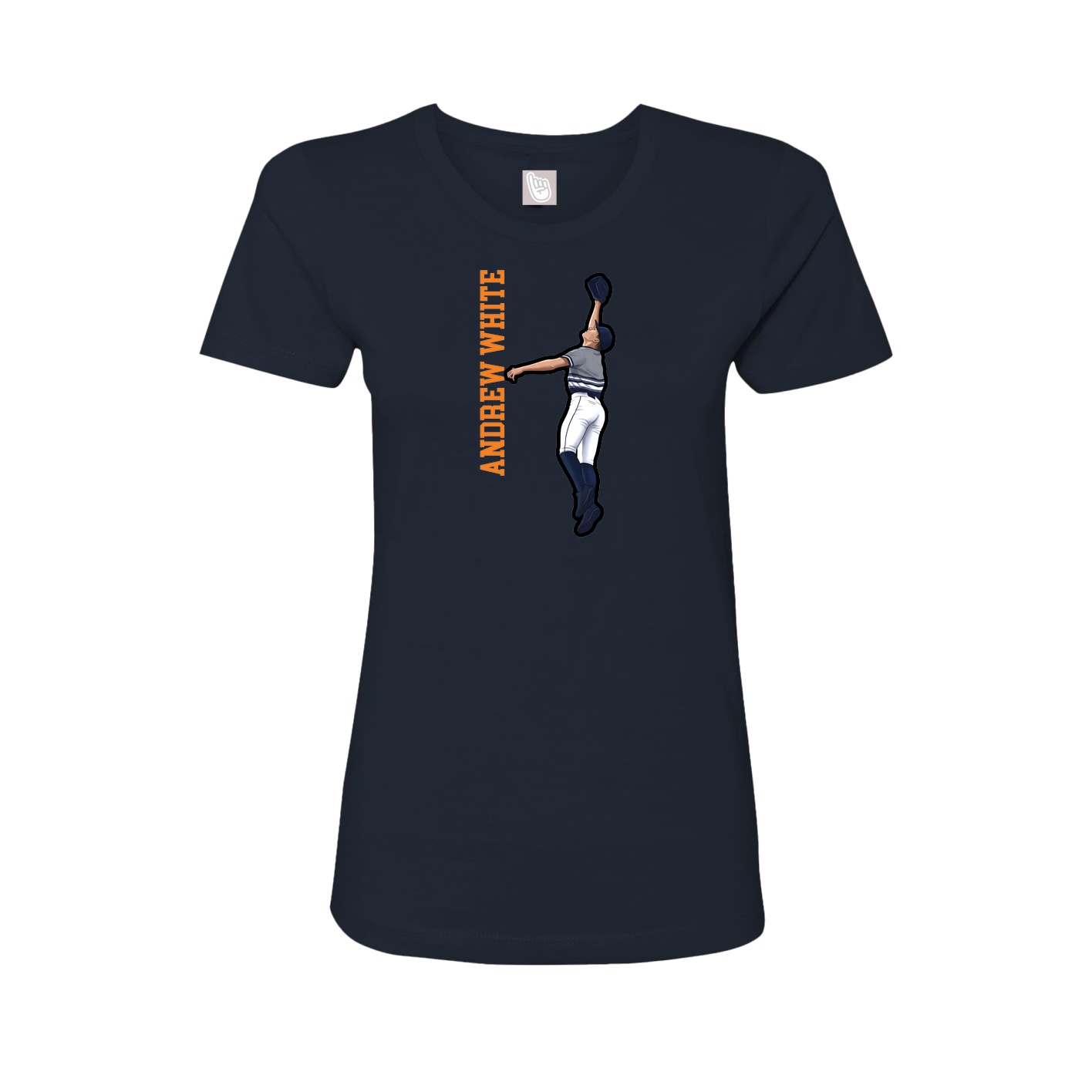 Fitted Women's Tee — Name Vertical in Navy