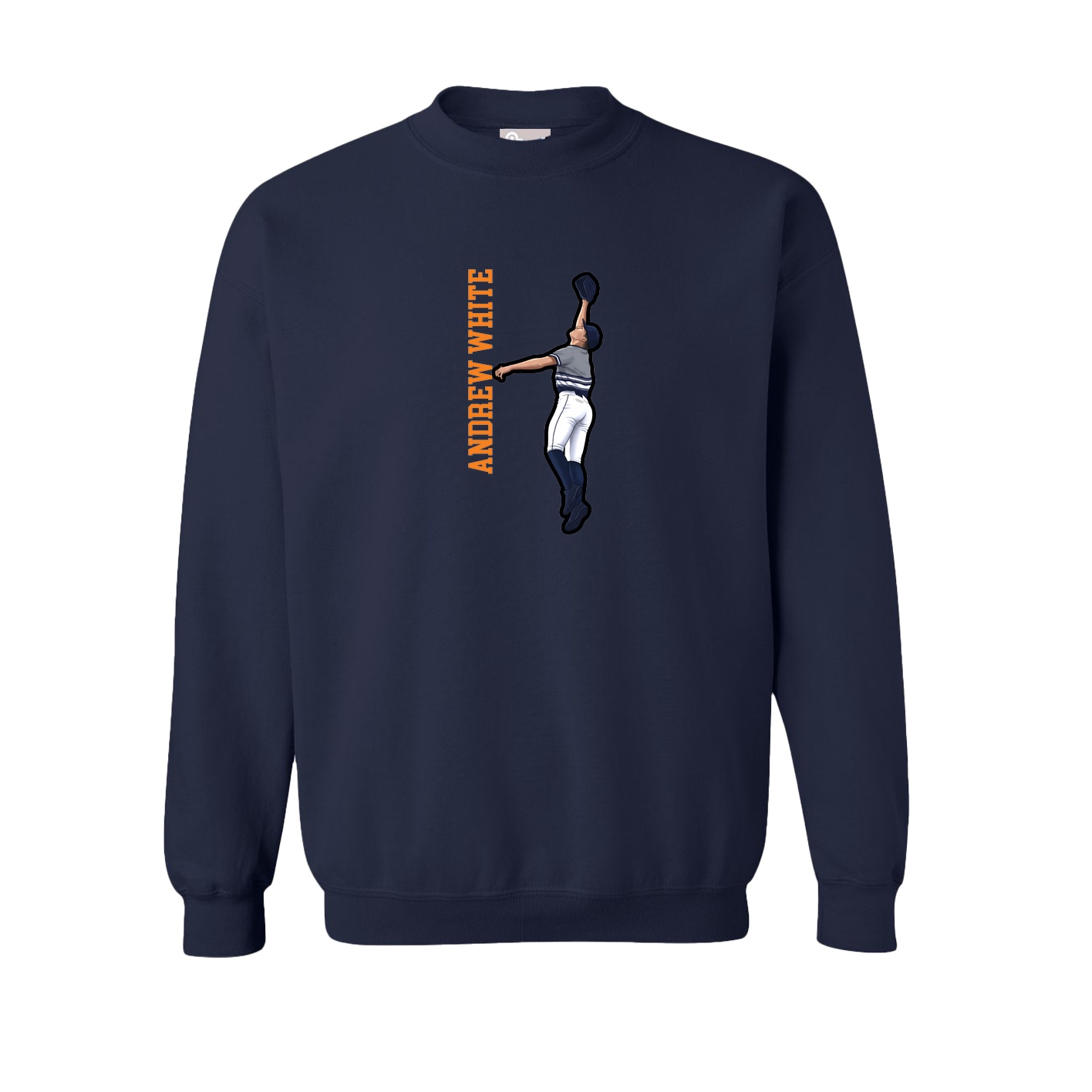 Fleece Crew — Name Vertical in Navy