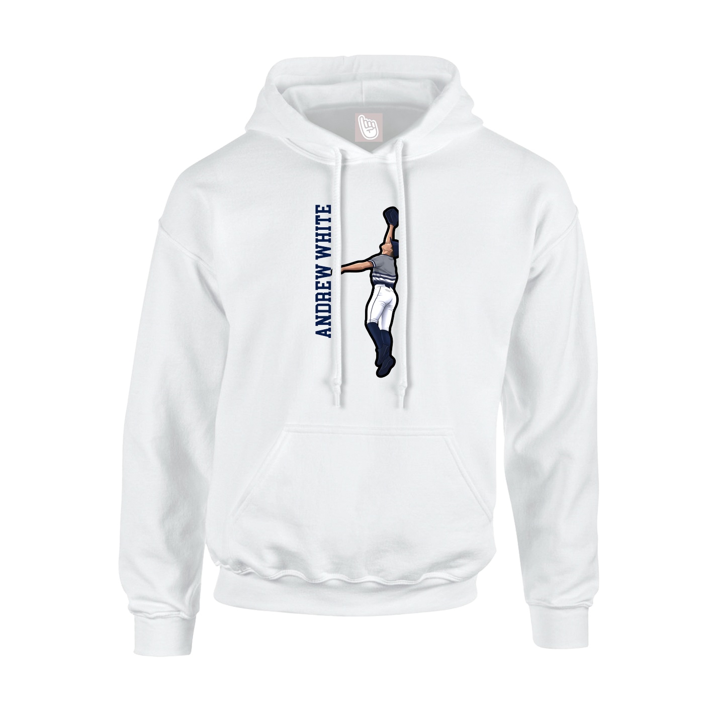 Youth Hoodie — Name Vertical in White