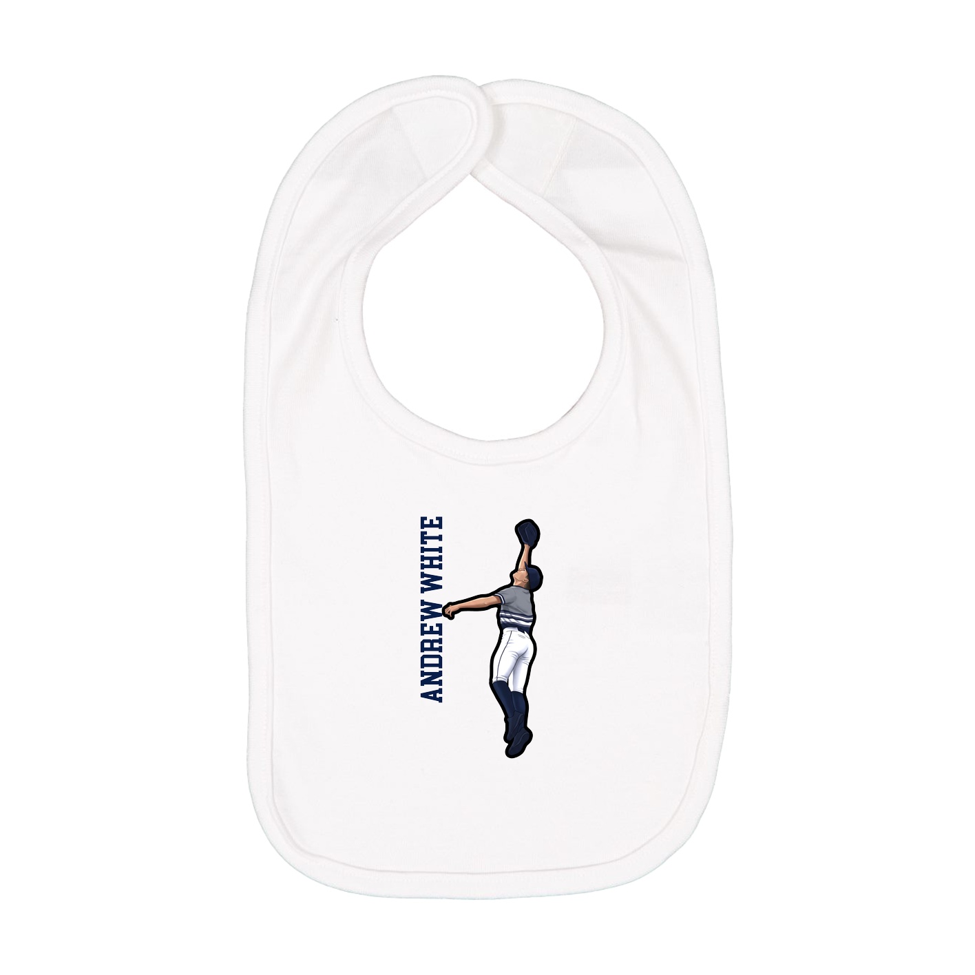 Infant Bib — Name Vertical in White