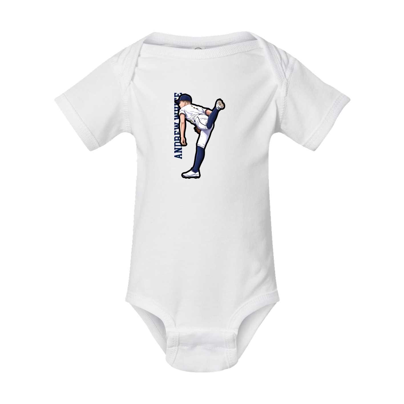 Baby Onesie — Name Vertical in White