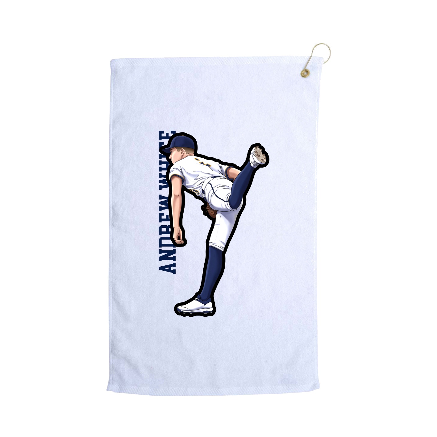 Golf Towel — Name Vertical in White