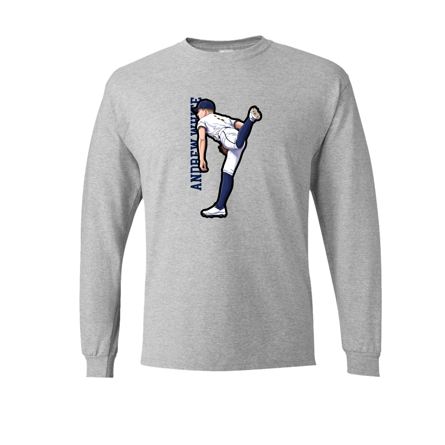 Long Sleeve Tee — Name Vertical in Grey